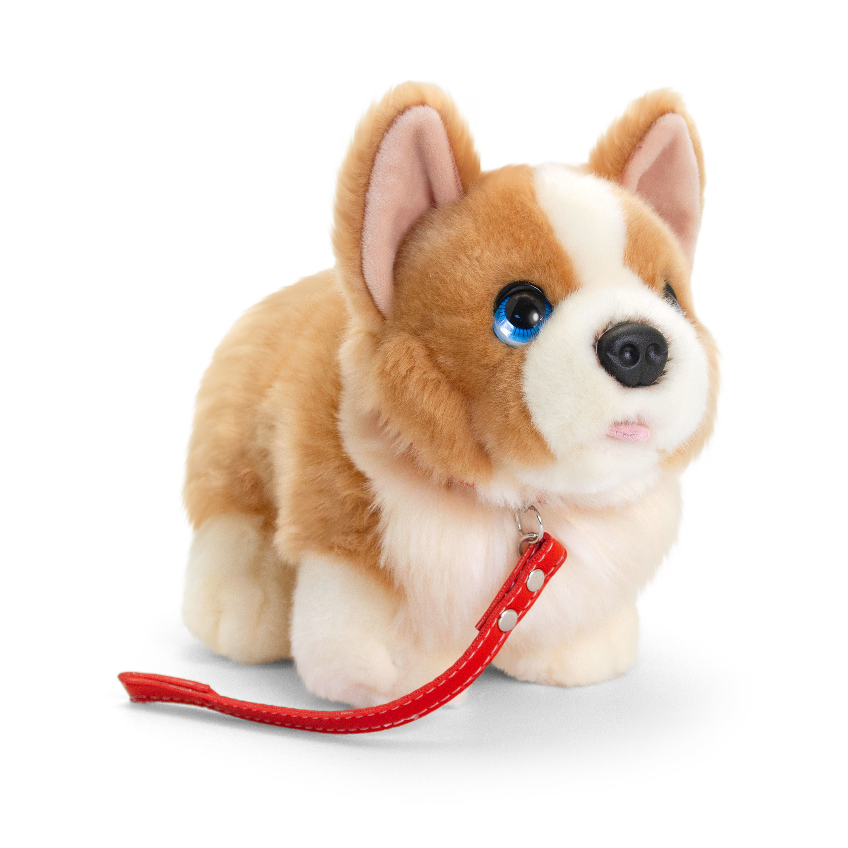 Pluche knuffel dier corgi hond aan lijn 30 cm -