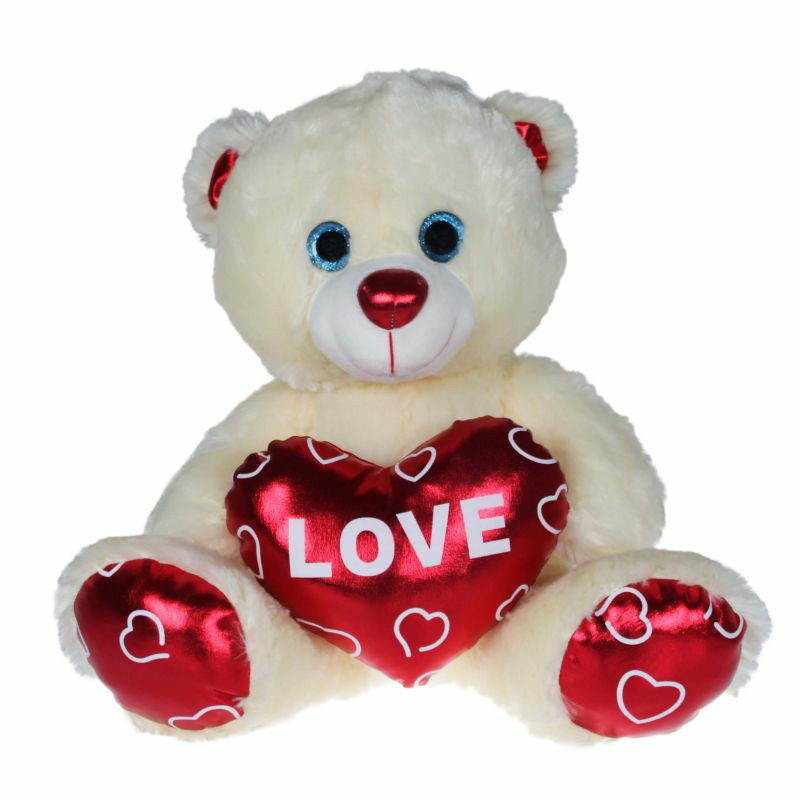 Pluche knuffelbeer met wit/rood Valentijn Love hartje 90 cm -