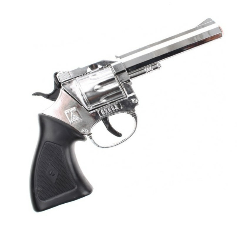 Cowboy verkleed speelgoed revolver/pistool metaal 100 schots plaffertjes -