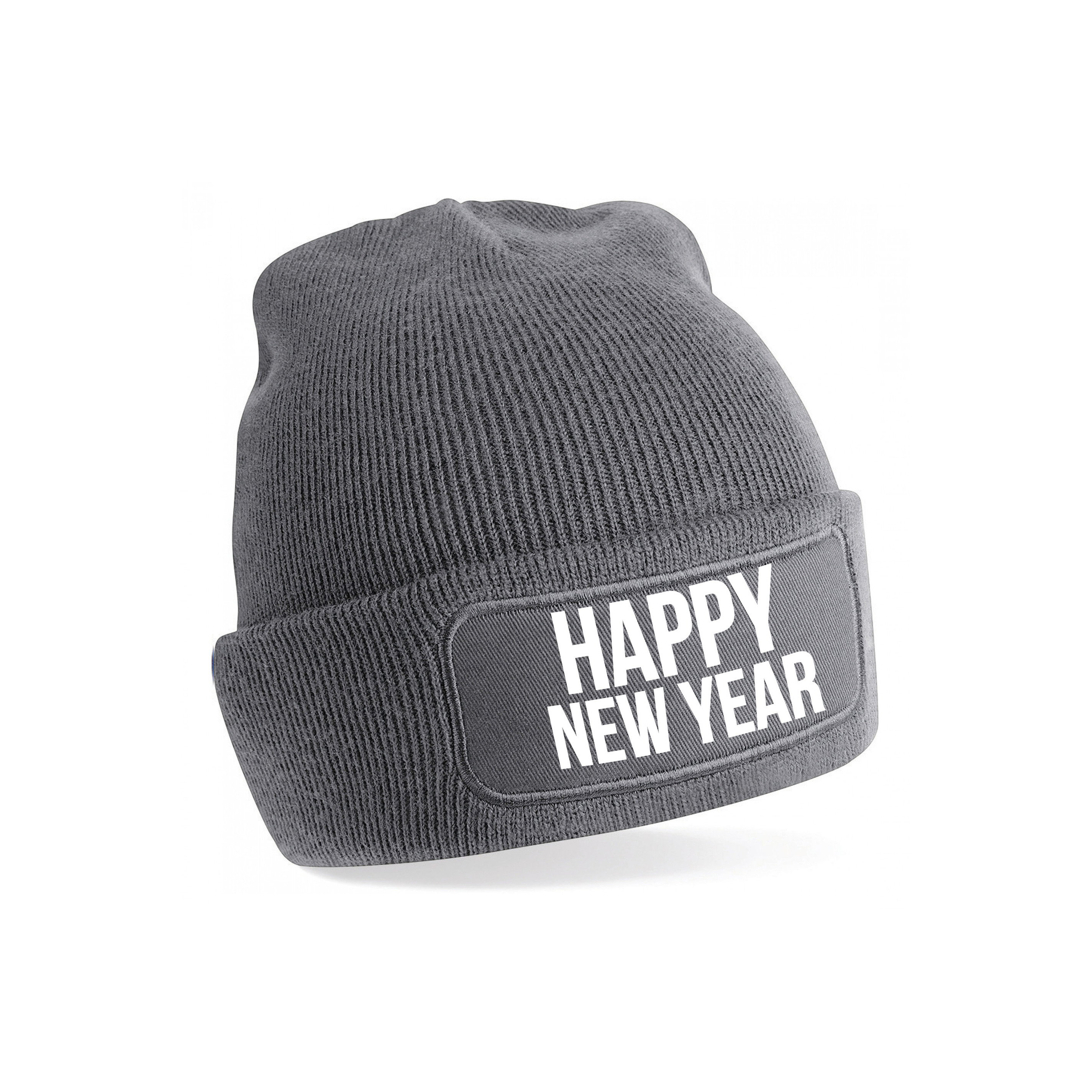 Happy New Year muts unisex - one size - grijs - apres-ski muts One size -