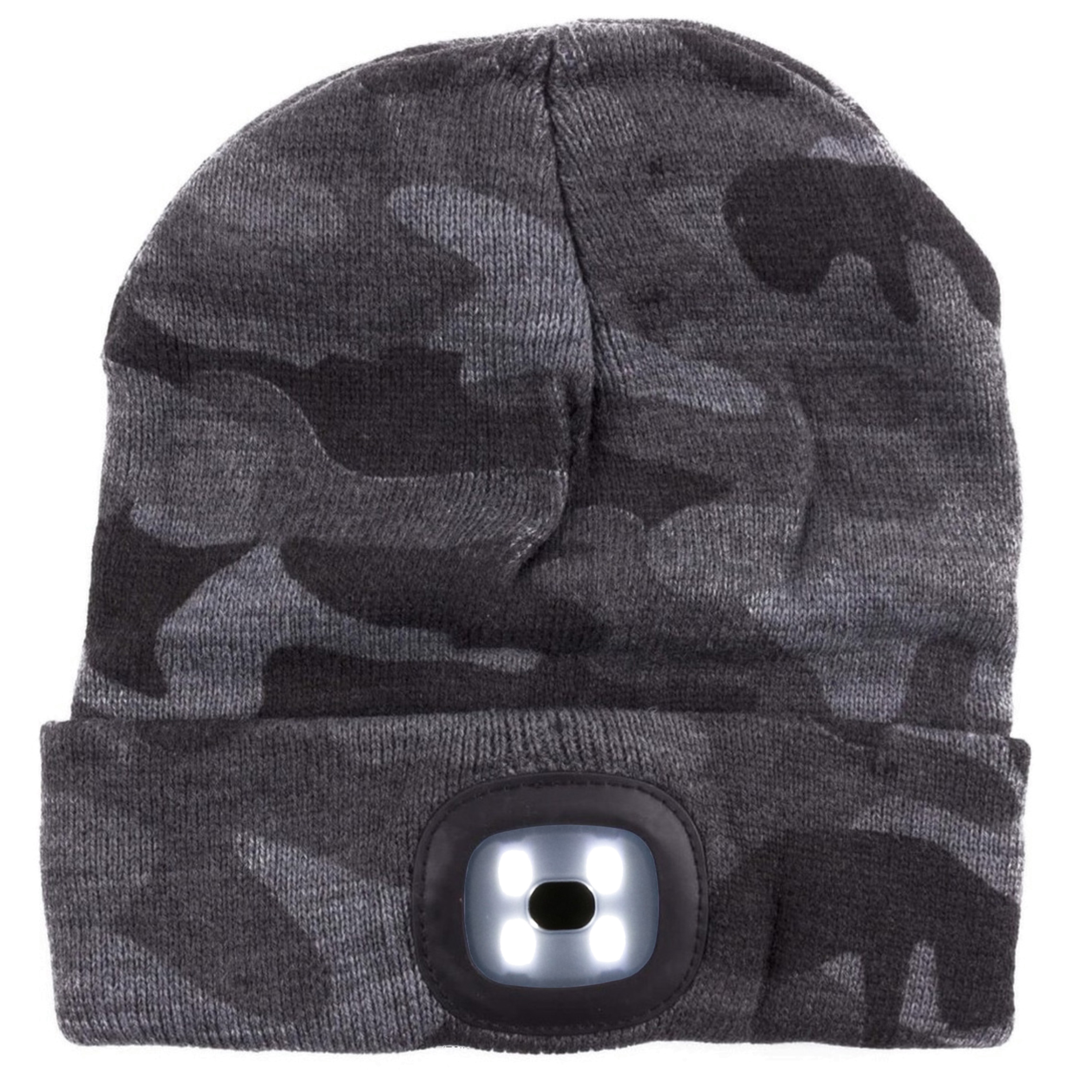 Benson beanie wintermuts met led lamp damesmutsen / herenmutsen - camouflage grijs One size -