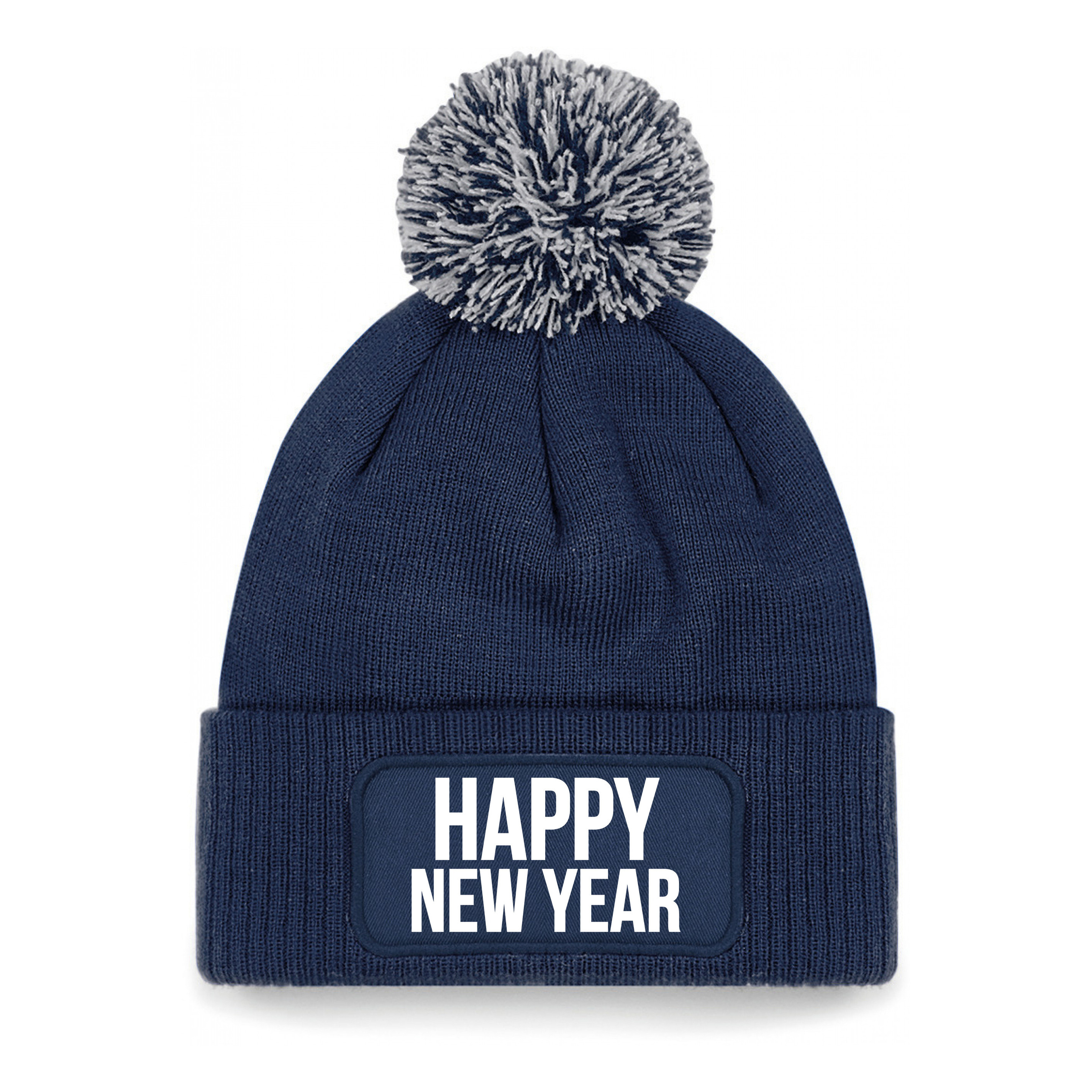 Happy New Year muts met pompon unisex - one size - navy One size -