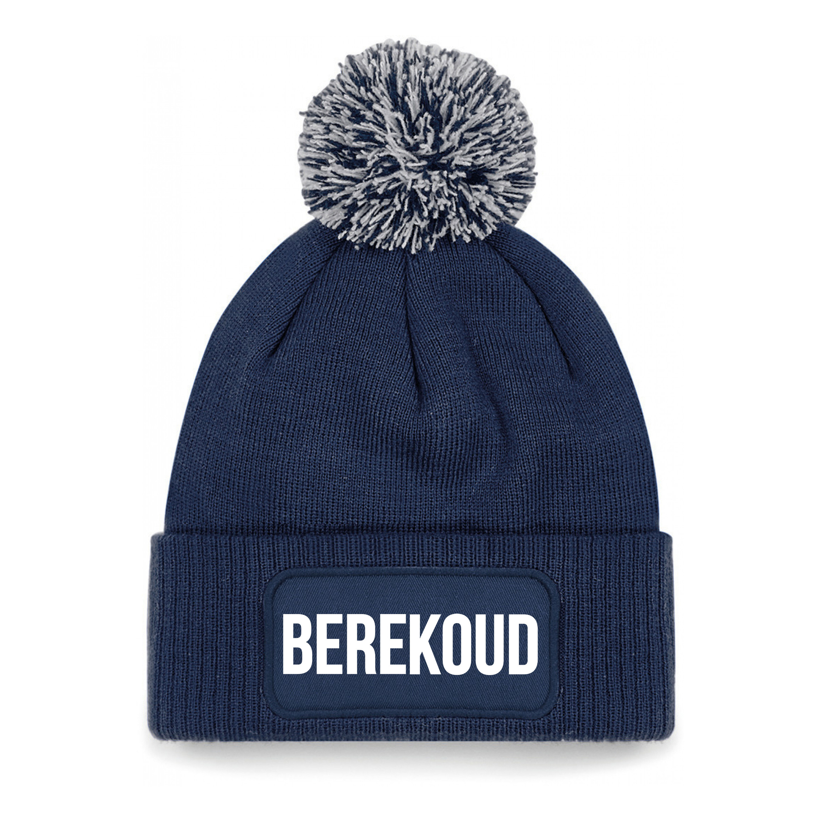 Berekoud muts met pompon - unisex - one size - navy - apres-ski muts One size -
