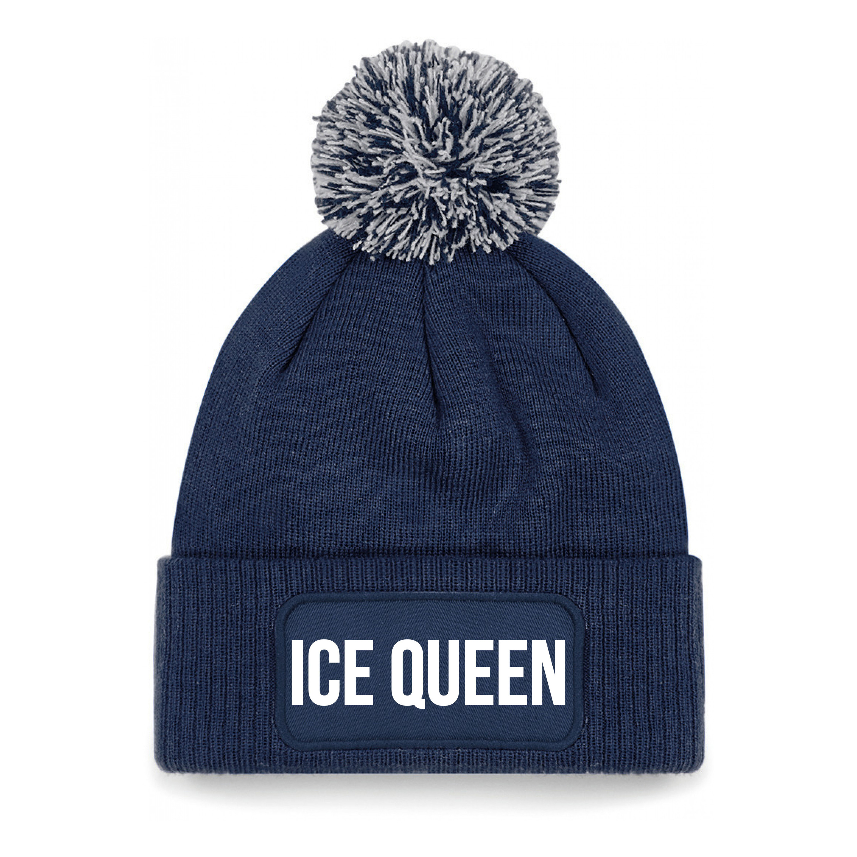 Ice queen muts met pompon unisex one size - Navy One size -