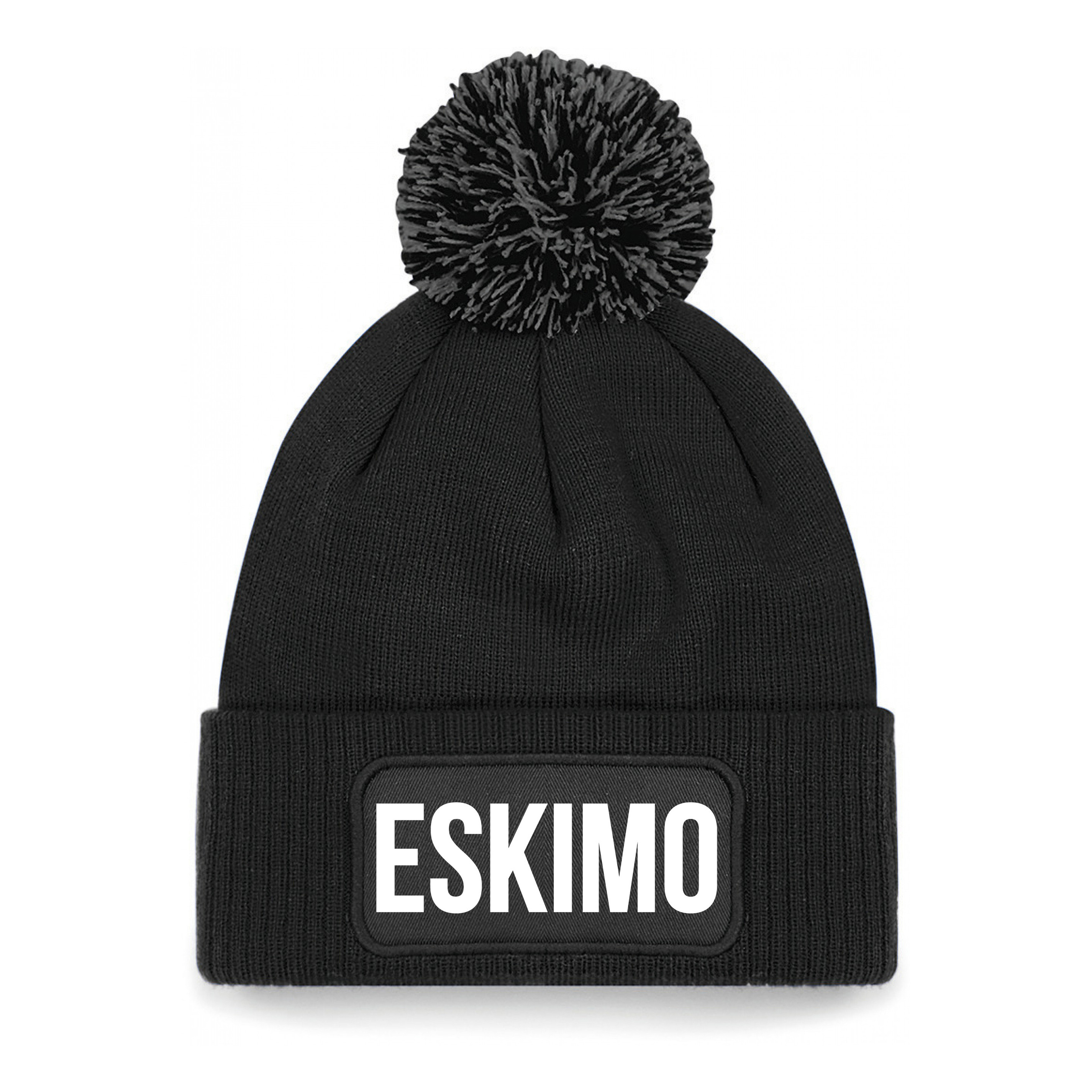 Eskimo muts met pompon unisex one size - zwart One size -