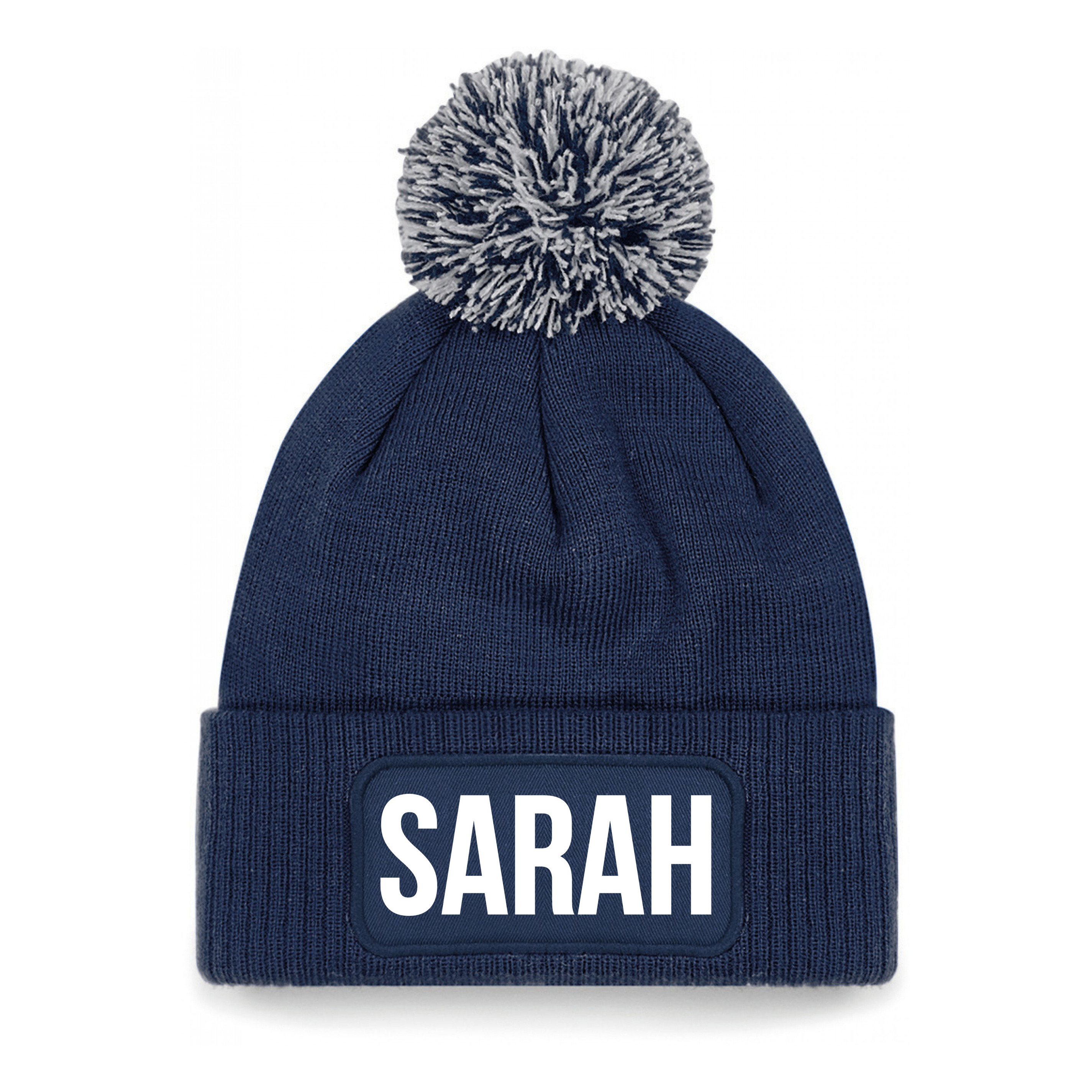 Sarah muts met pompon unisex one size - Navy One size -