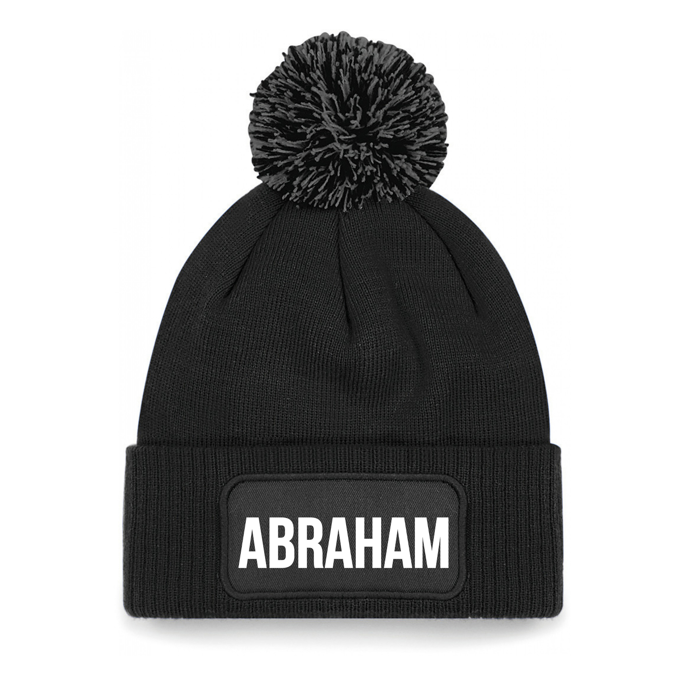 Abraham muts met pompon unisex one size - Zwart One size -