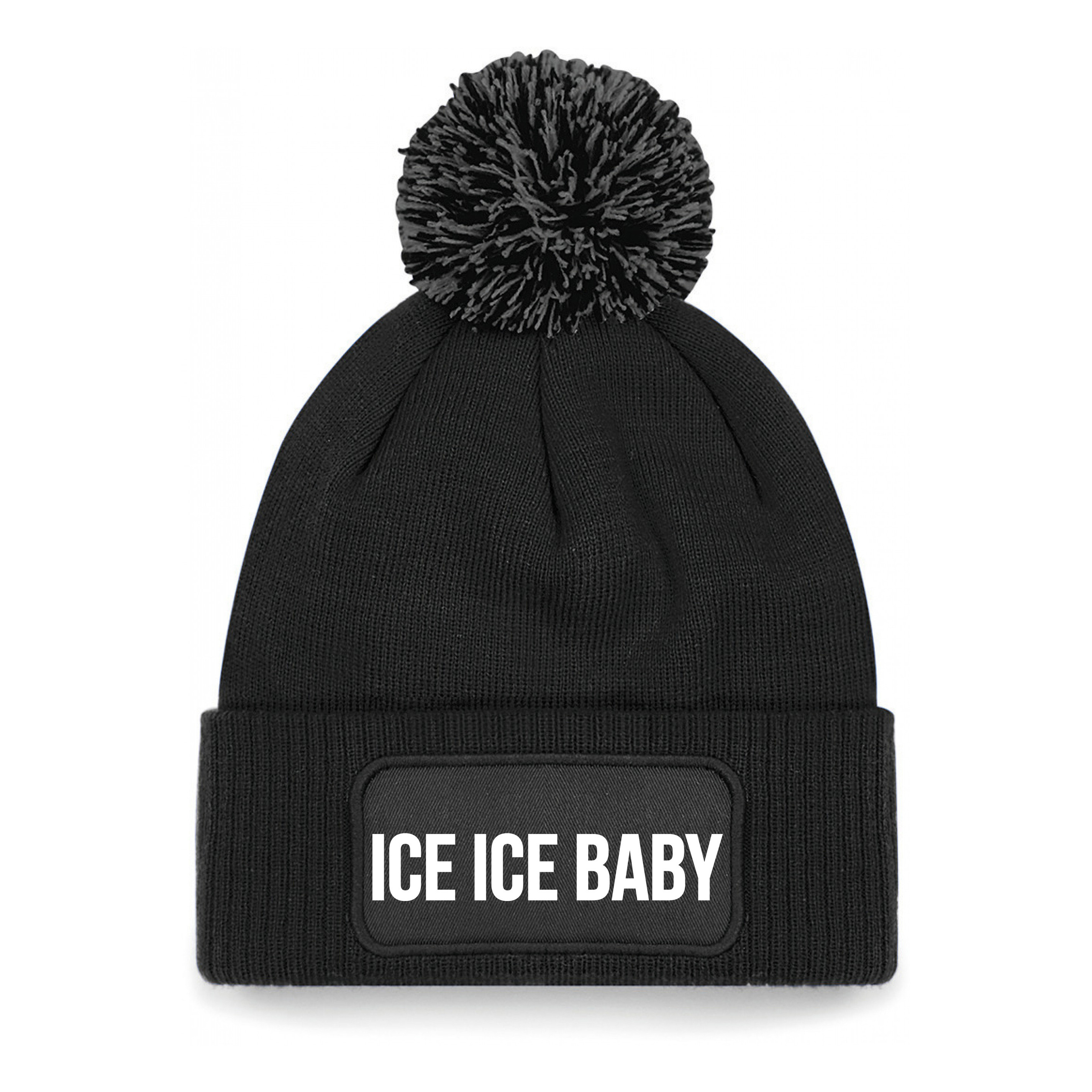 Ice ice baby muts met pompon unisex one size - zwart One size -