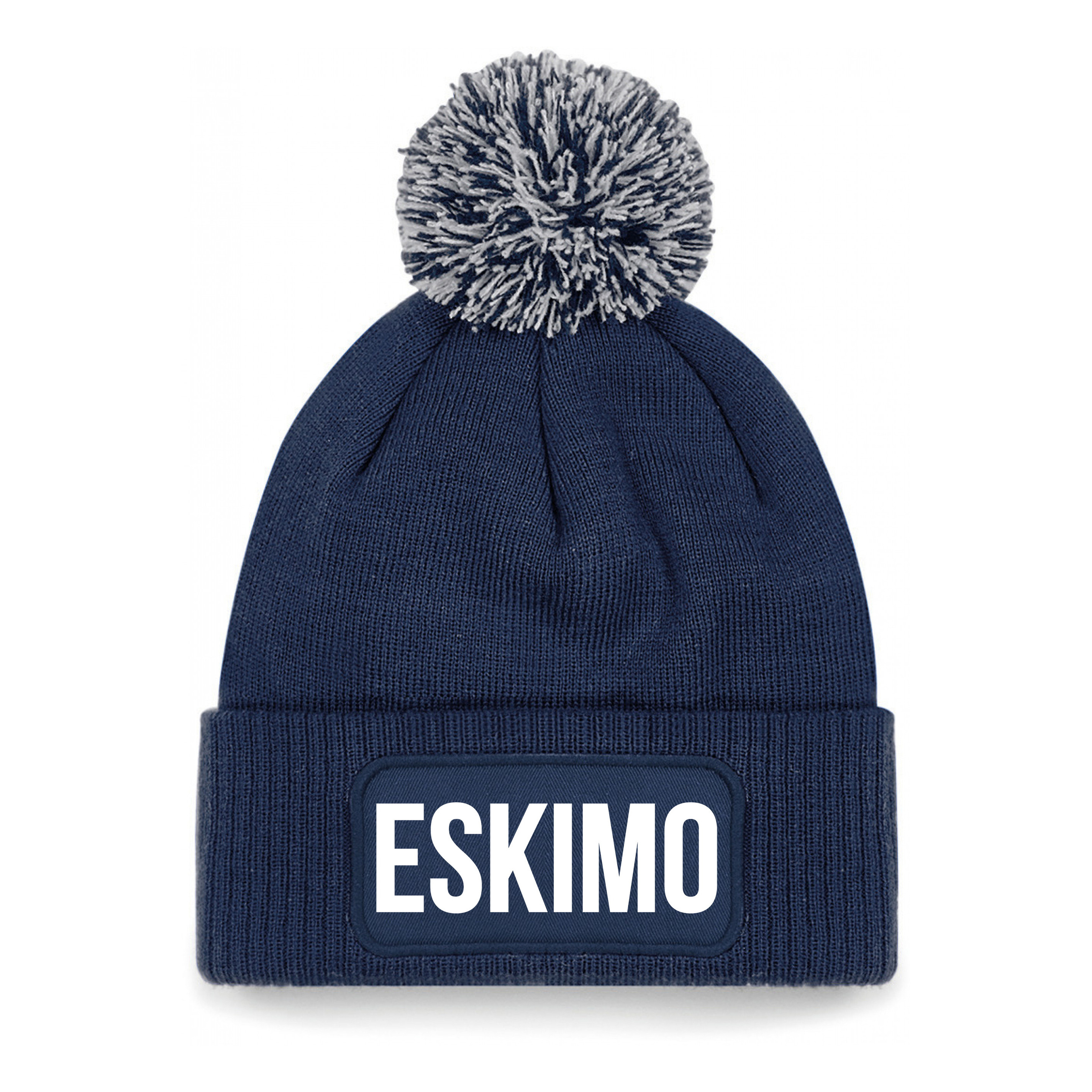 Eskimo muts met pompon unisex one size - Navy One size -