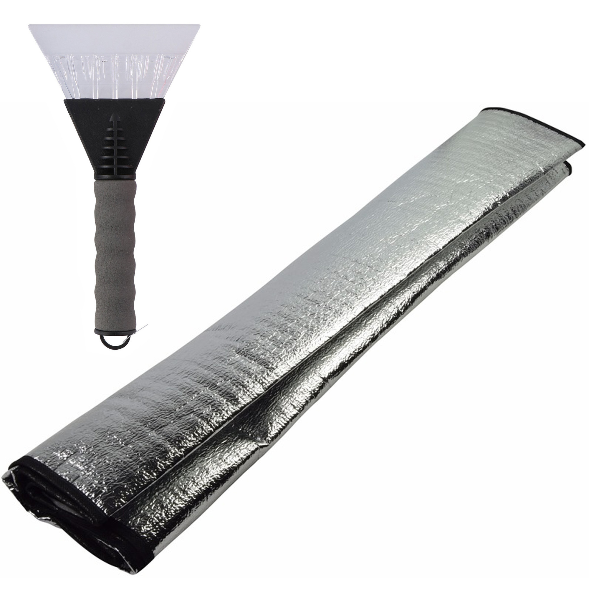 Auto anti bevriezing/vorst deken 70 x 150 cm met ijskrabber grijs 13cm -