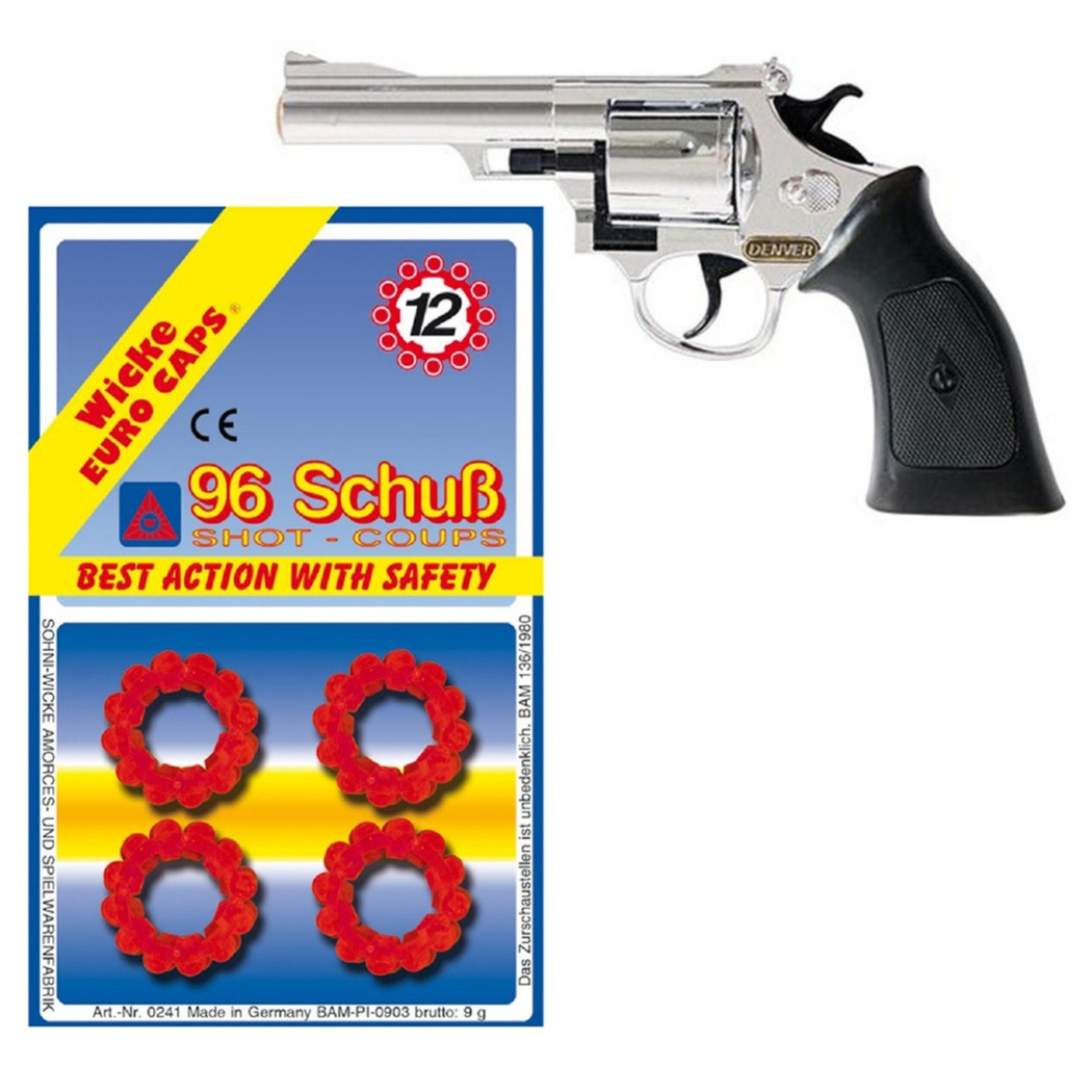 Speelgoed revolver pistool voor 12 plaffertjes schoten -