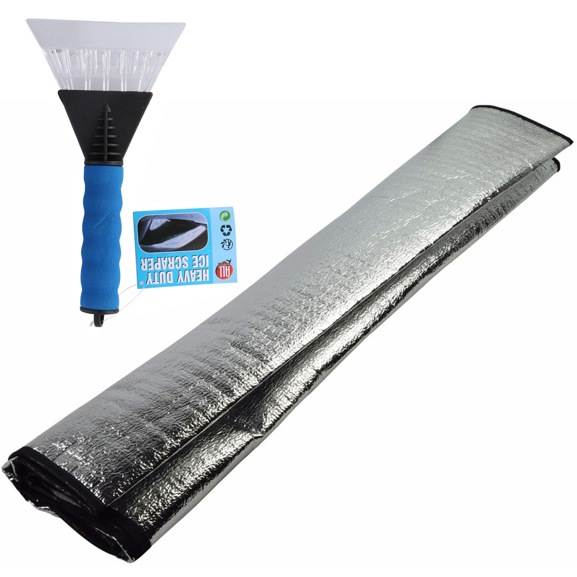 Auto anti bevriezing/vorst deken 70 x 150 cm met ijskrabber blauw 13cm -