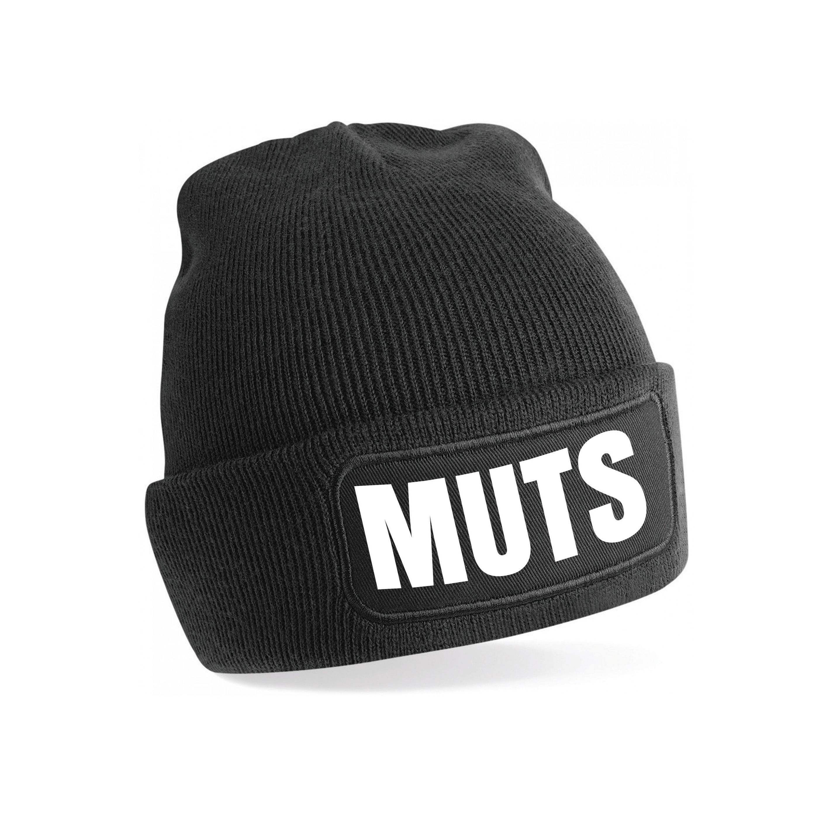 Muts/beanie met grappige tekst - one size - unisex - zwart One size -