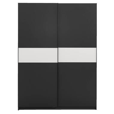 Schuifdeurkast Genua - antraciet/wit - 204x150x60 cm - Leen Bakker