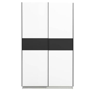 Schuifdeurkast Genua - wit/antraciet - 204x122x60 cm - Leen Bakker