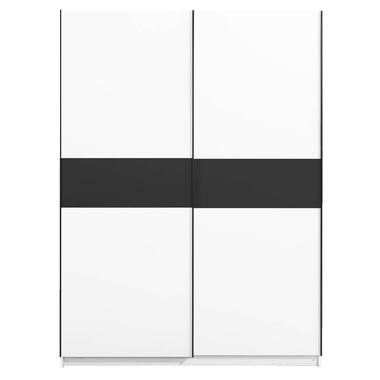 Schuifdeurkast Genua - wit/antraciet - 204x150x60 cm - Leen Bakker