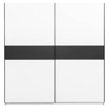 Schuifdeurkast Genua - wit/antraciet - 204x200x60 cm - Leen Bakker
