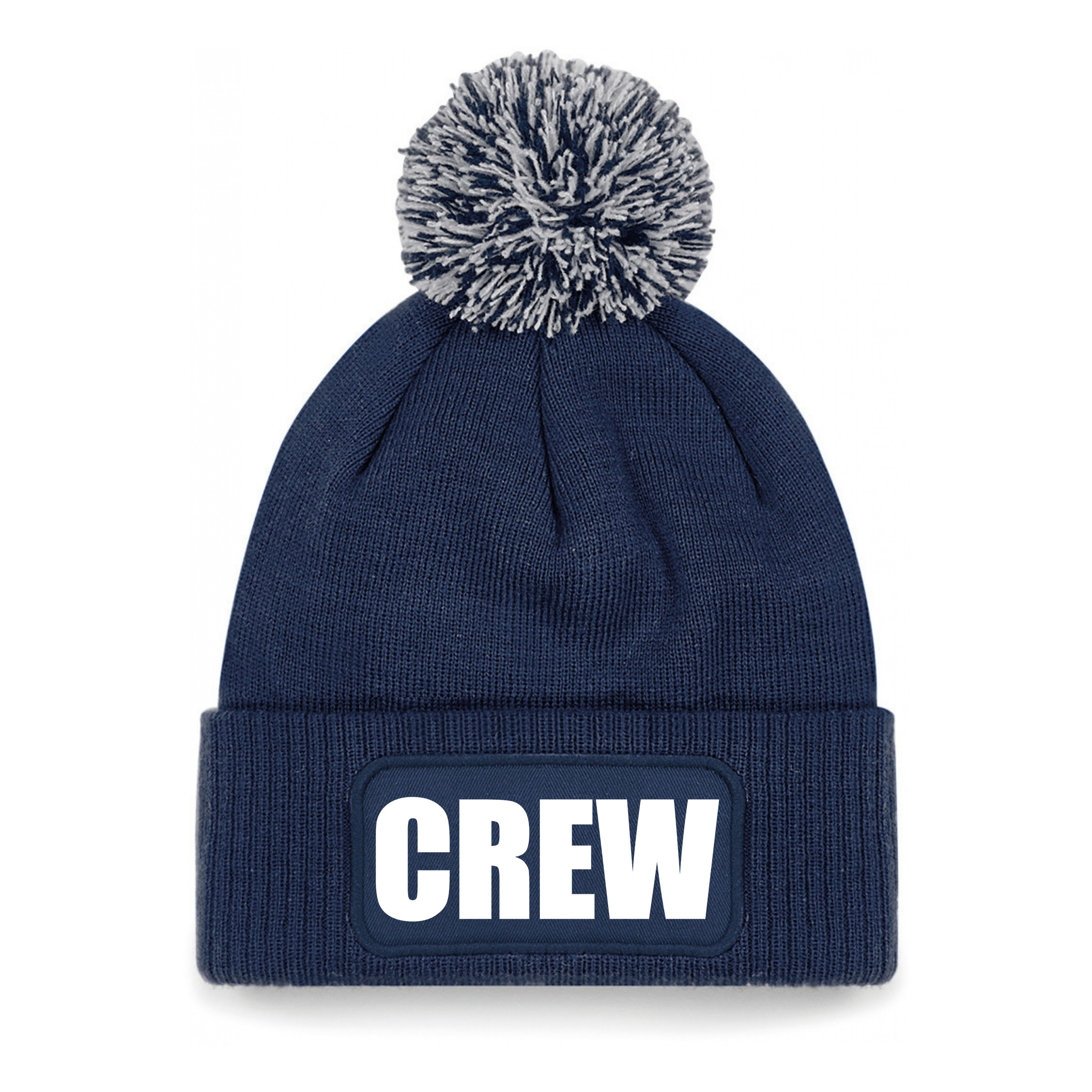 Crew muts/beanie met pompon - onesize - unisex - navy One size -