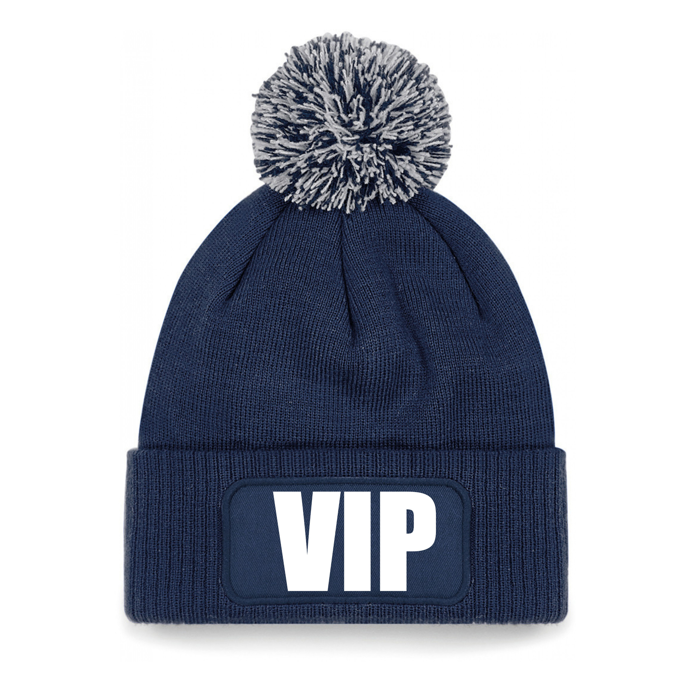VIP muts/beanie met pompon - onesize - unisex - navy One size -