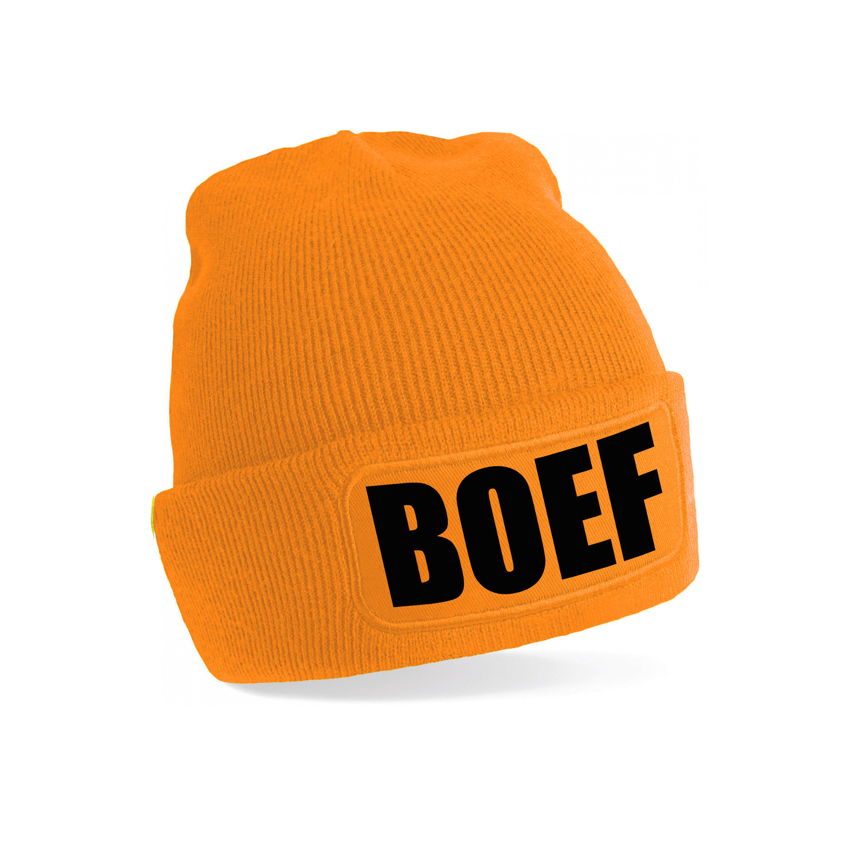 Boef muts/beanie onesize unisex - oranje One size -