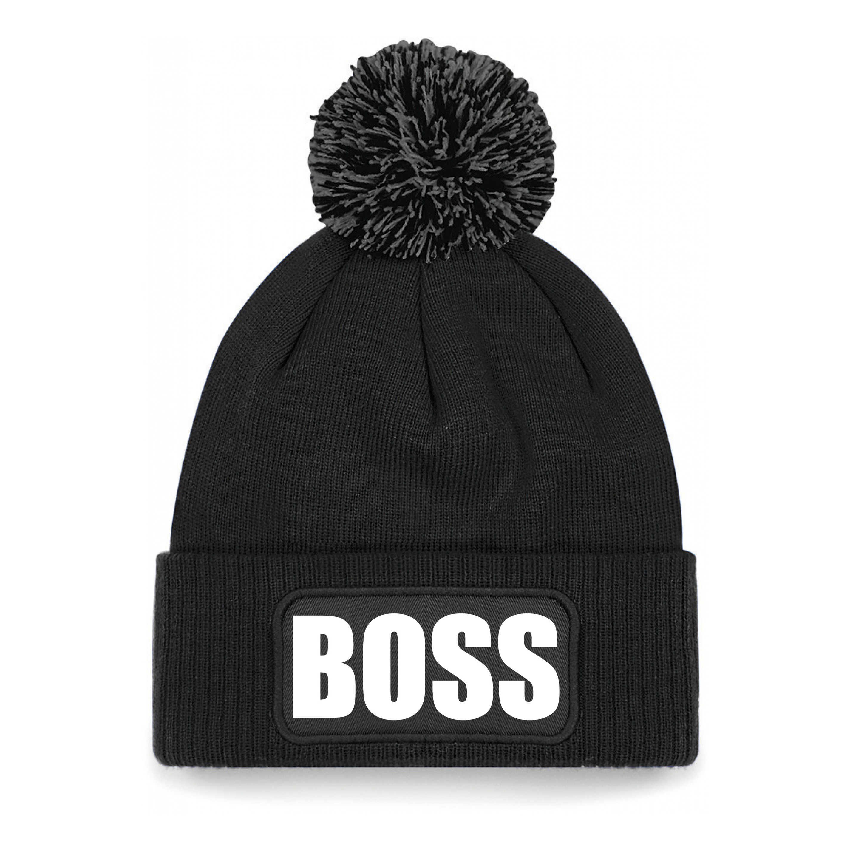 Boss muts/beanie met pompon - onesize - unisex - zwart One size -