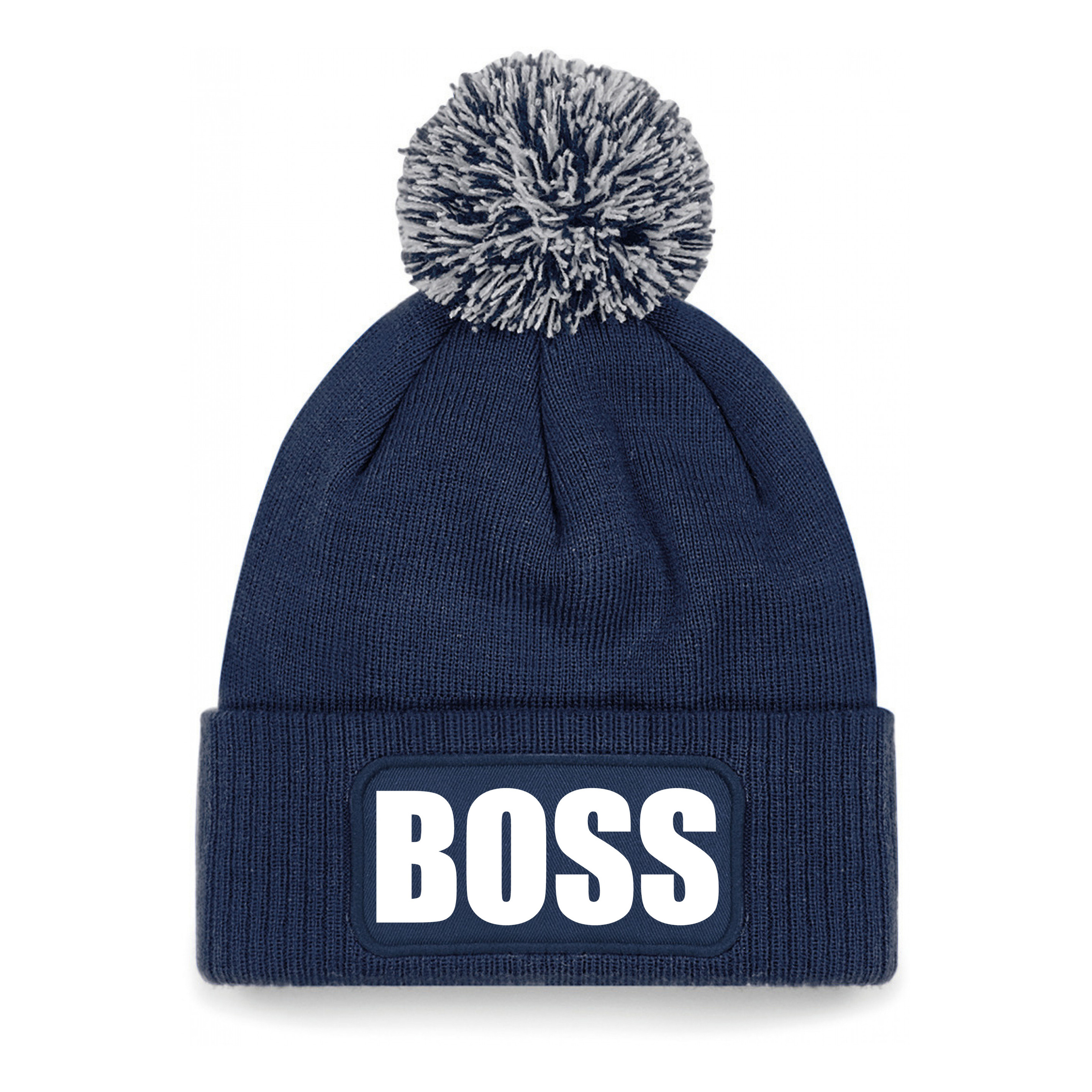 Boss muts/beanie met pompon - onesize - unisex - navy One size -