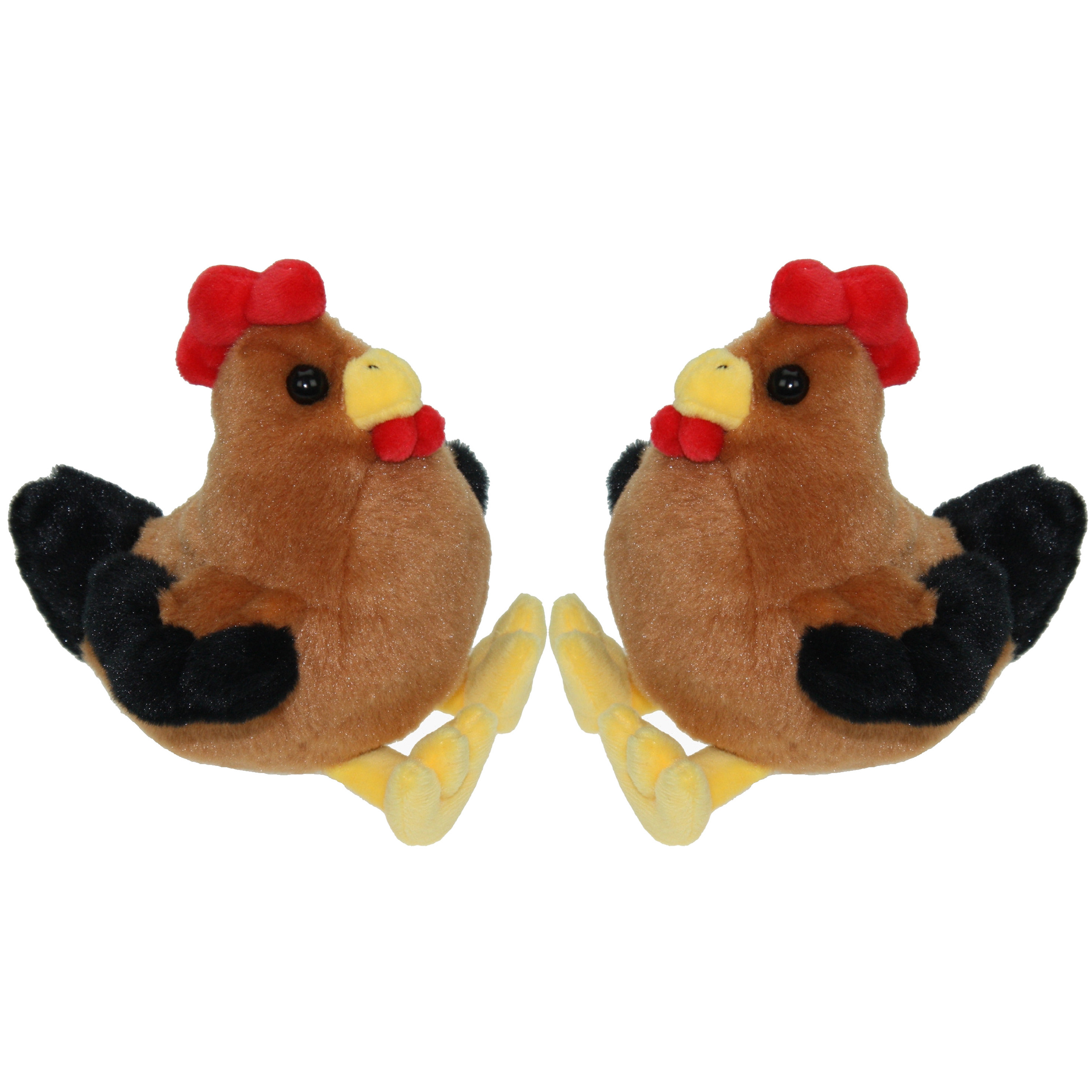 Set van 2x stuks pluche knuffel dieren Kip vogel van 15 cm -