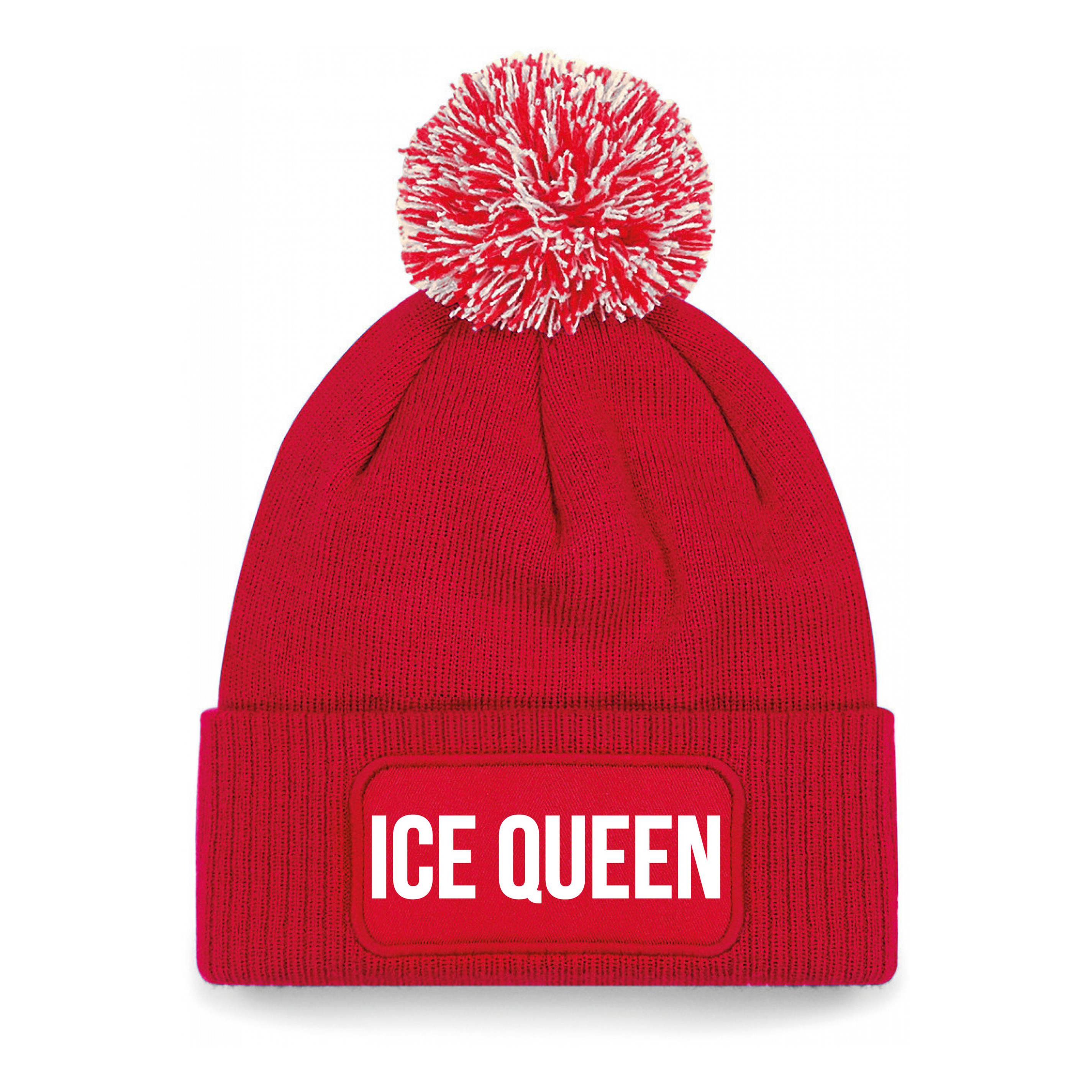 Ice queen muts met pompon unisex one size - Rood One size -