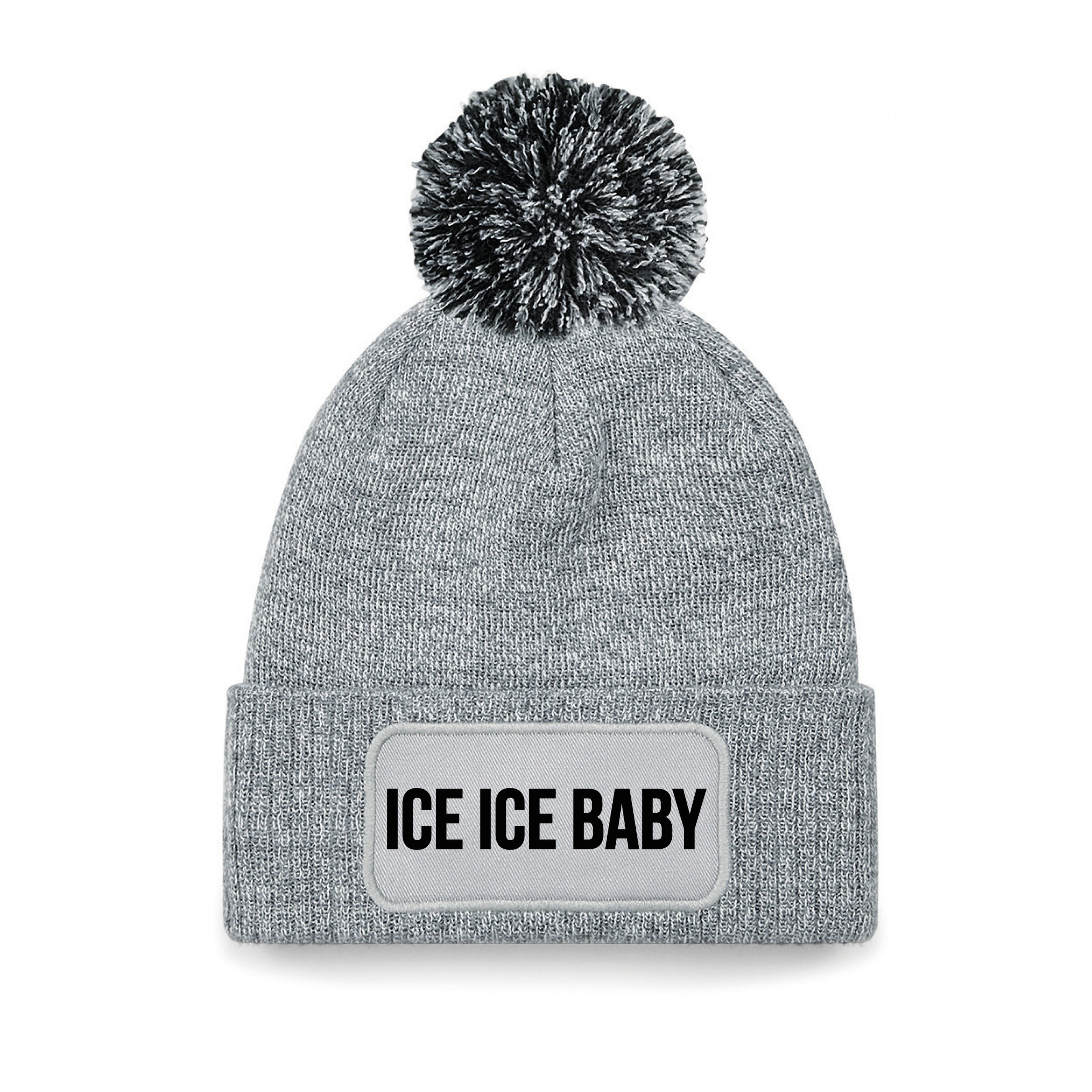 Ice ice baby muts met pompon unisex one size - grijs One size -