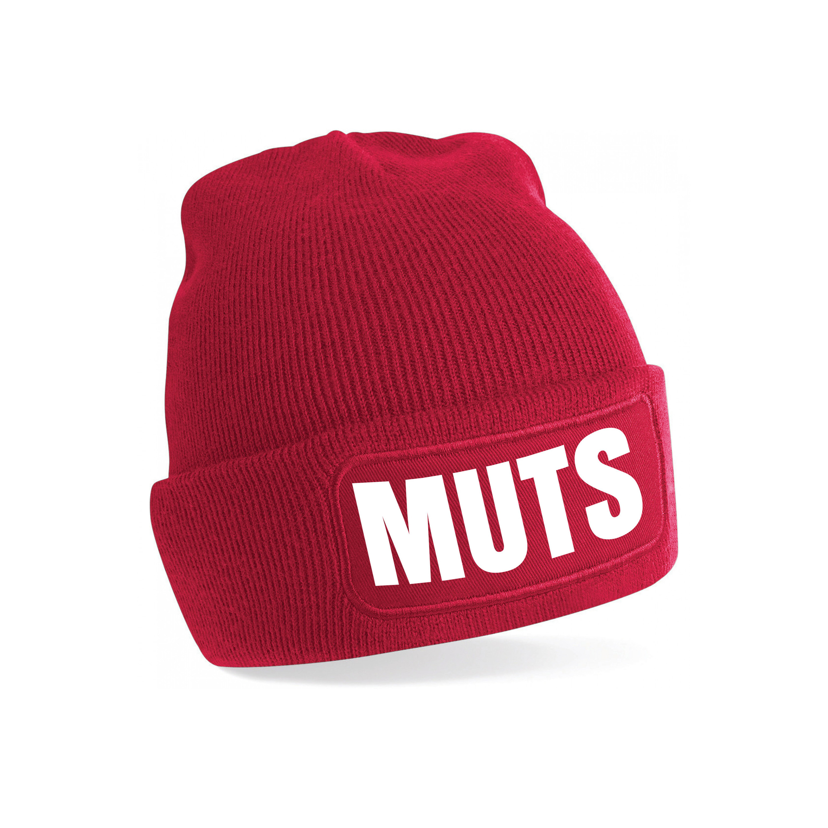 Muts/beanie met grappige tekst - one size - unisex - rood One size -