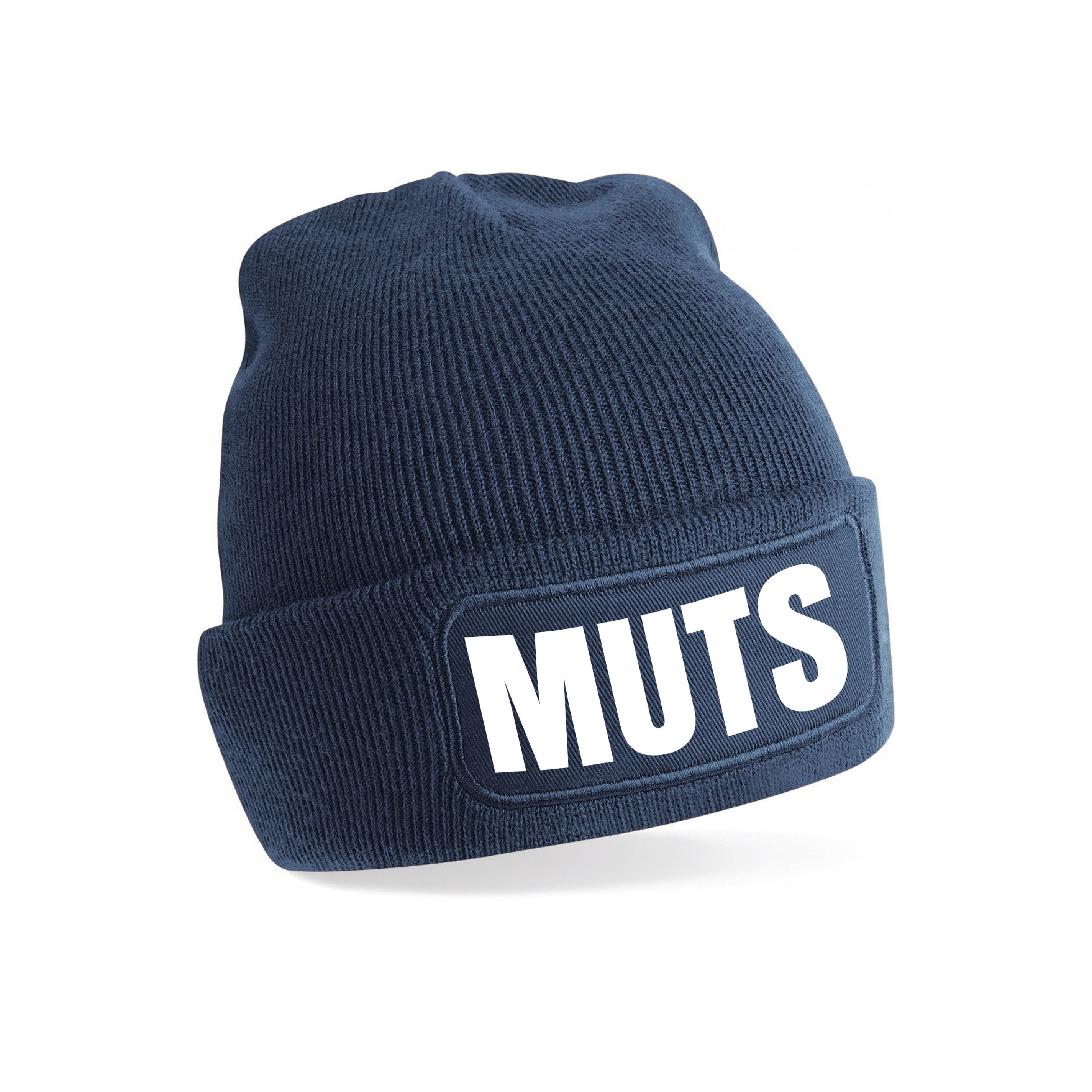 Muts/beanie met grappige tekst - one size - unisex - navy One size -