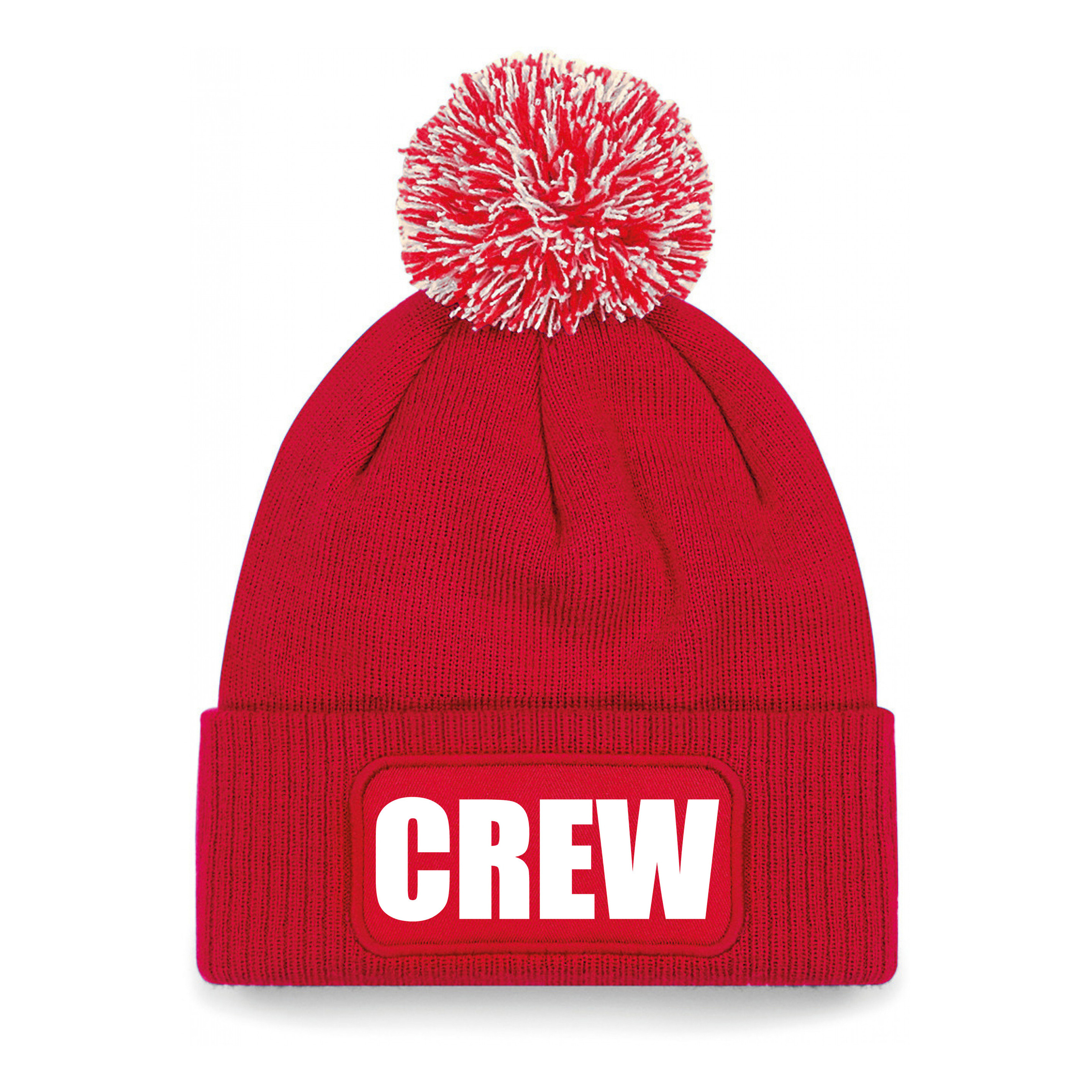 Crew muts/beanie met pompon - onesize - unisex - rood One size -