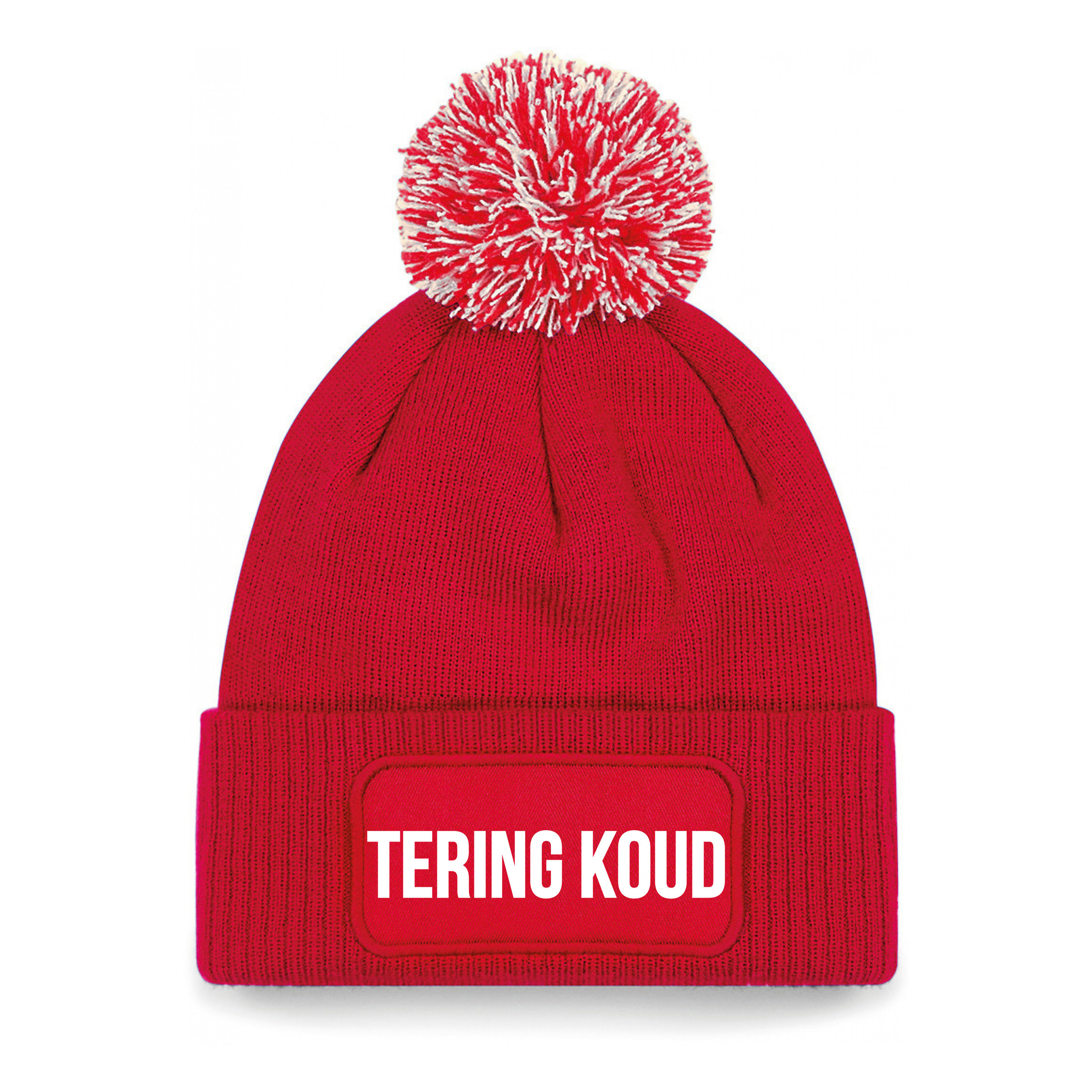Tering koud muts met pompon unisex - one size - rood - apres-ski muts One size -
