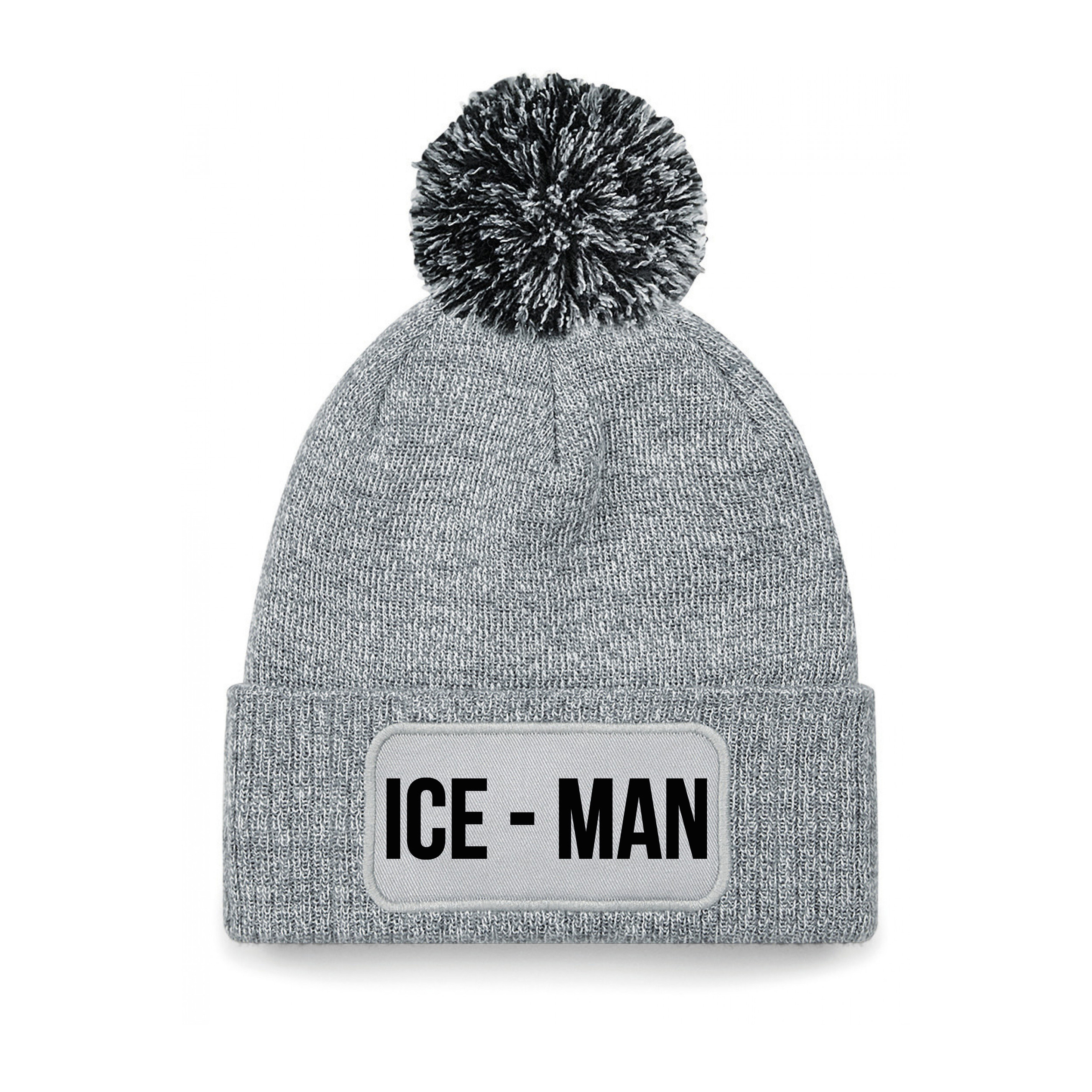 Ice-man muts met pompon - unisex - one size - grijs - apres-ski muts One size -