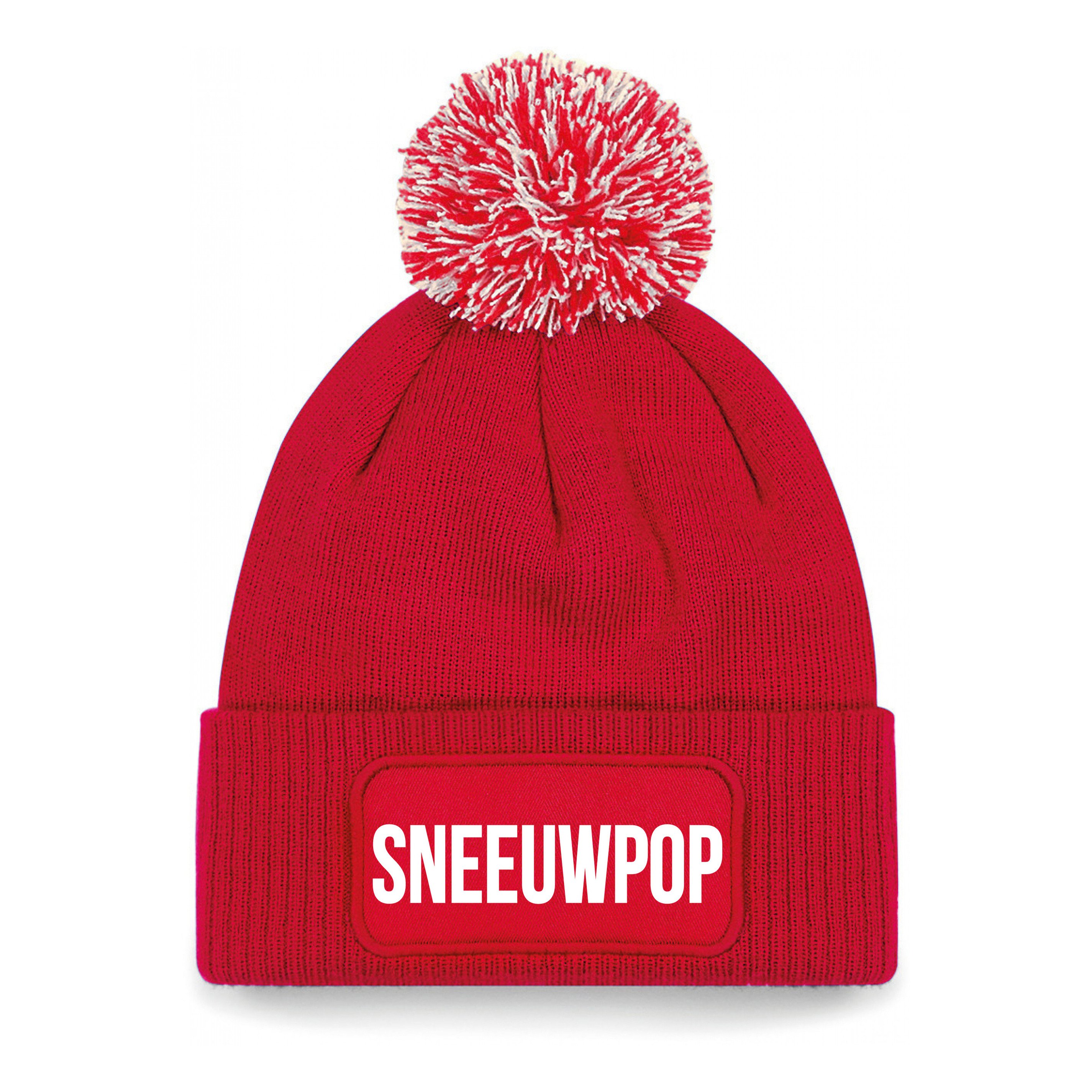 Sneeuwpop muts met pompon - unisex - one size - rood - apres-ski muts One size -
