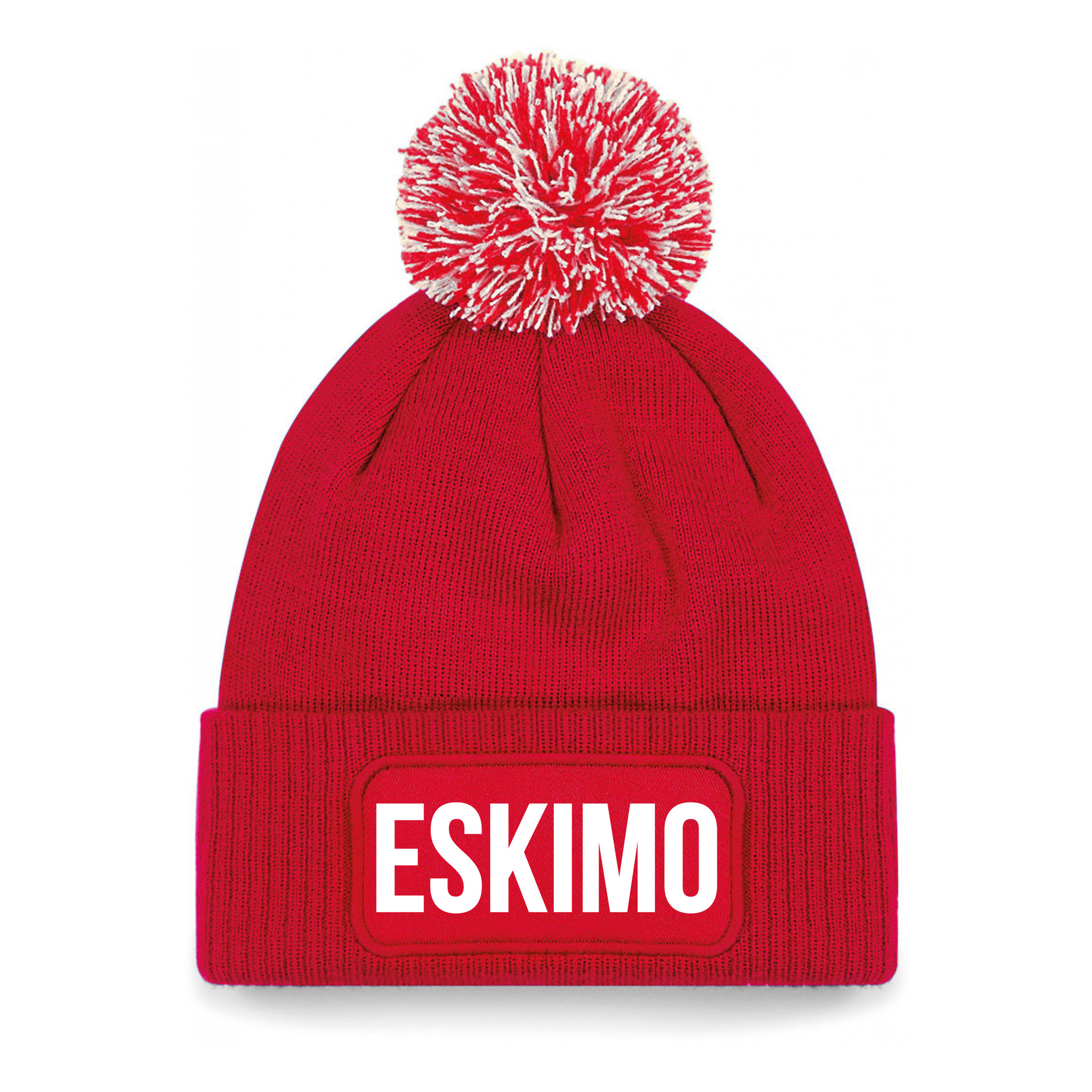 Eskimo muts met pompon unisex one size - Rood One size -