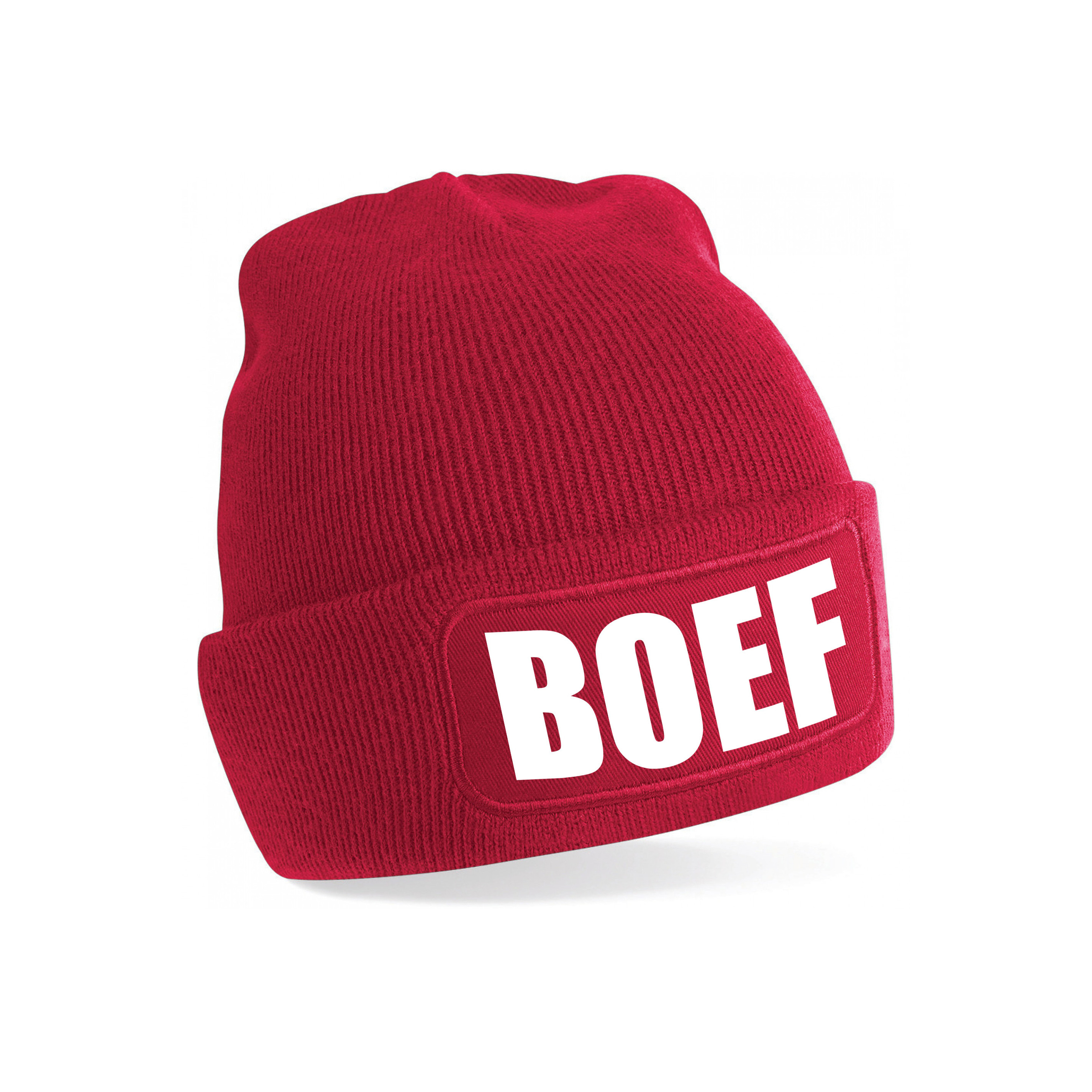 Boef muts/beanie onesize unisex - rood One size -