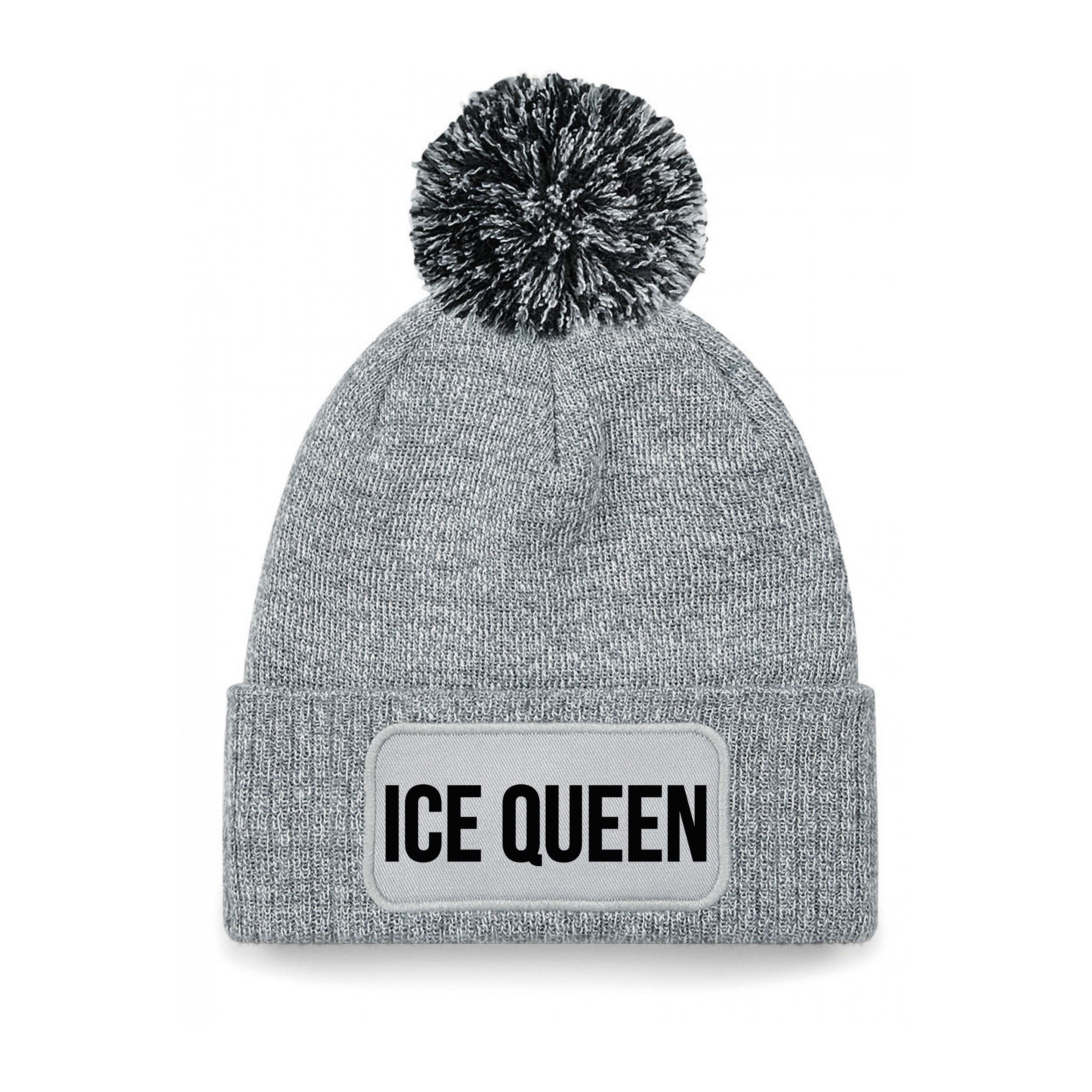 Ice queen muts met pompon unisex one size - Grijs One size -