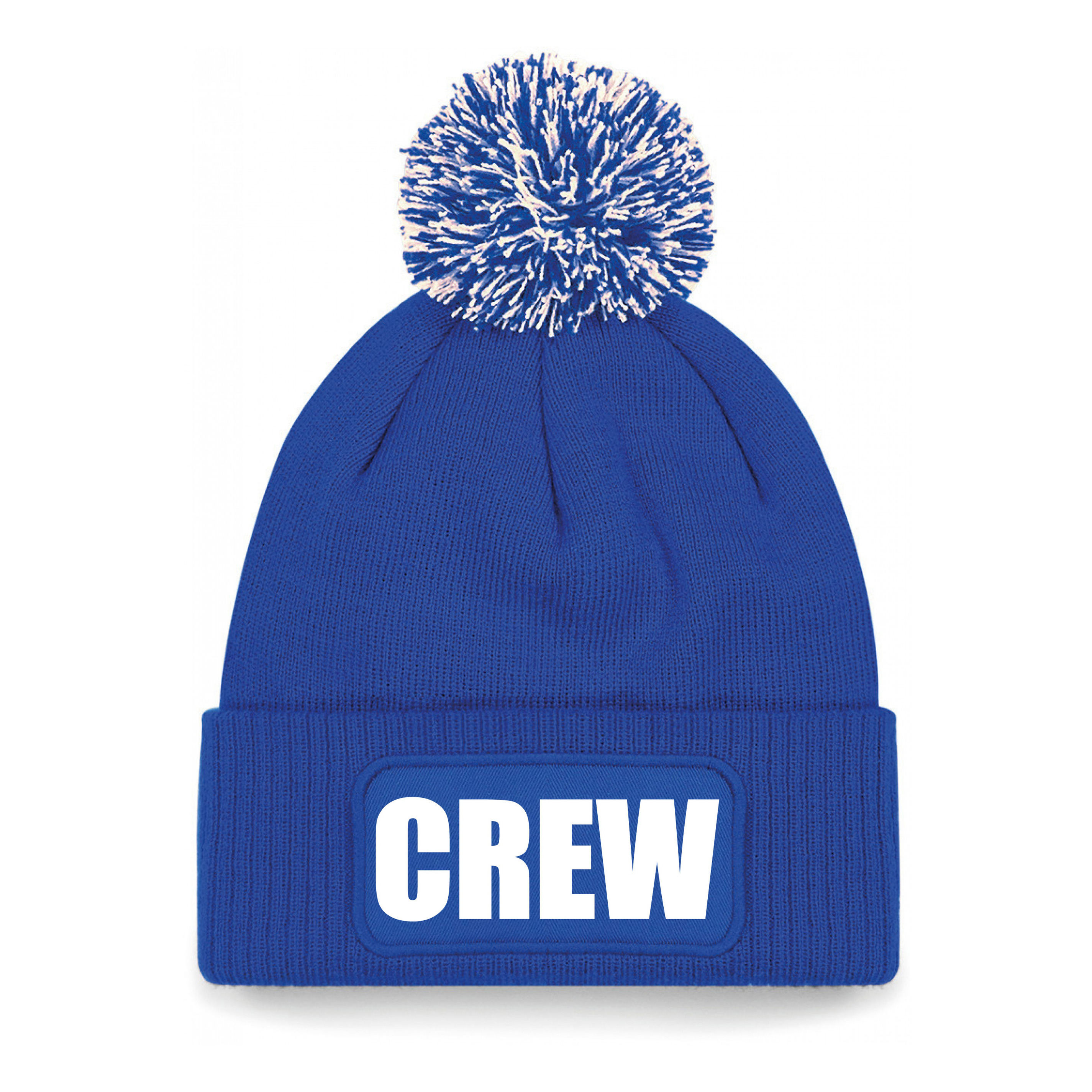 Crew muts/beanie met pompon - onesize - unisex - blauw One size -