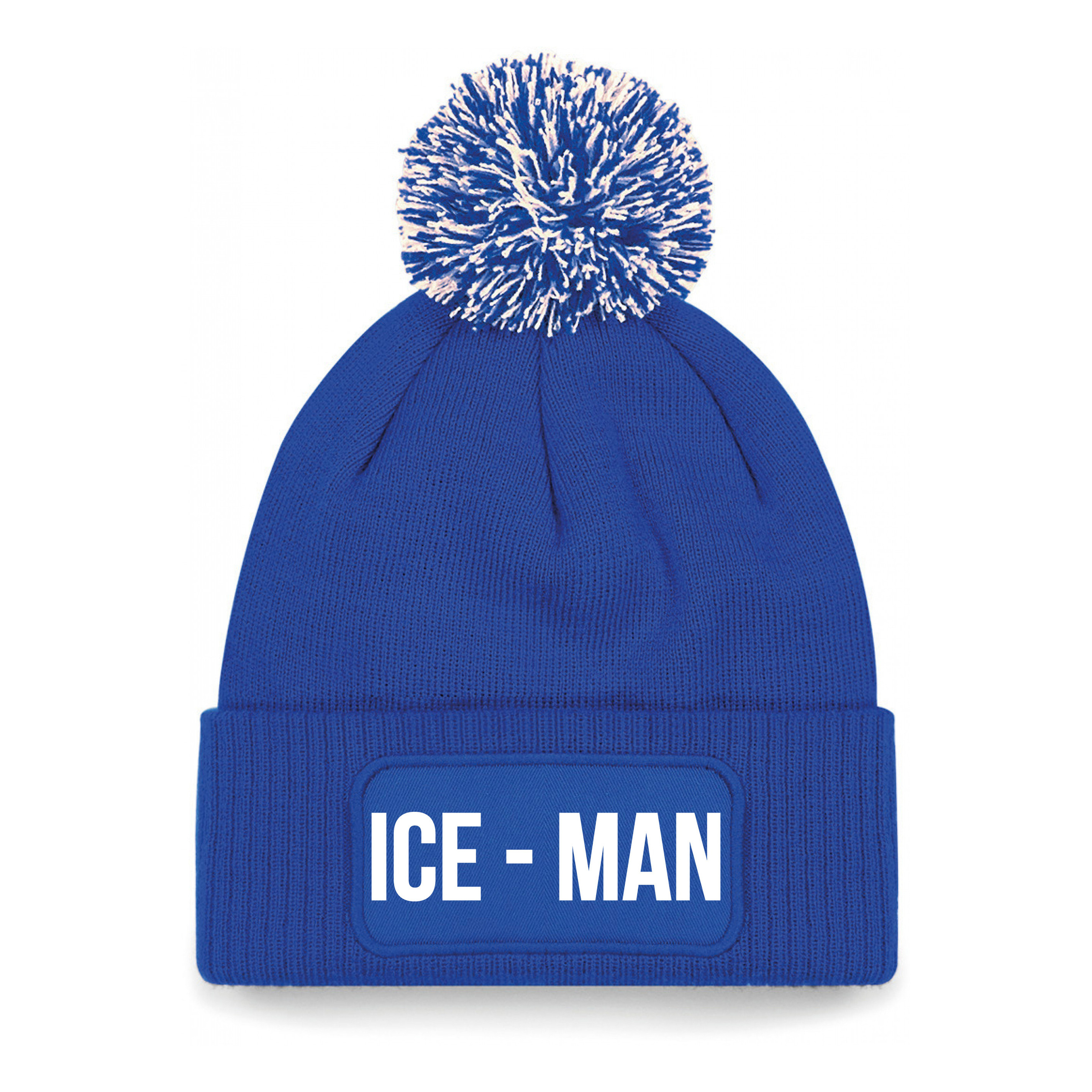 Ice-man muts met pompon - unisex - one size - blauw - apres-ski muts One size -