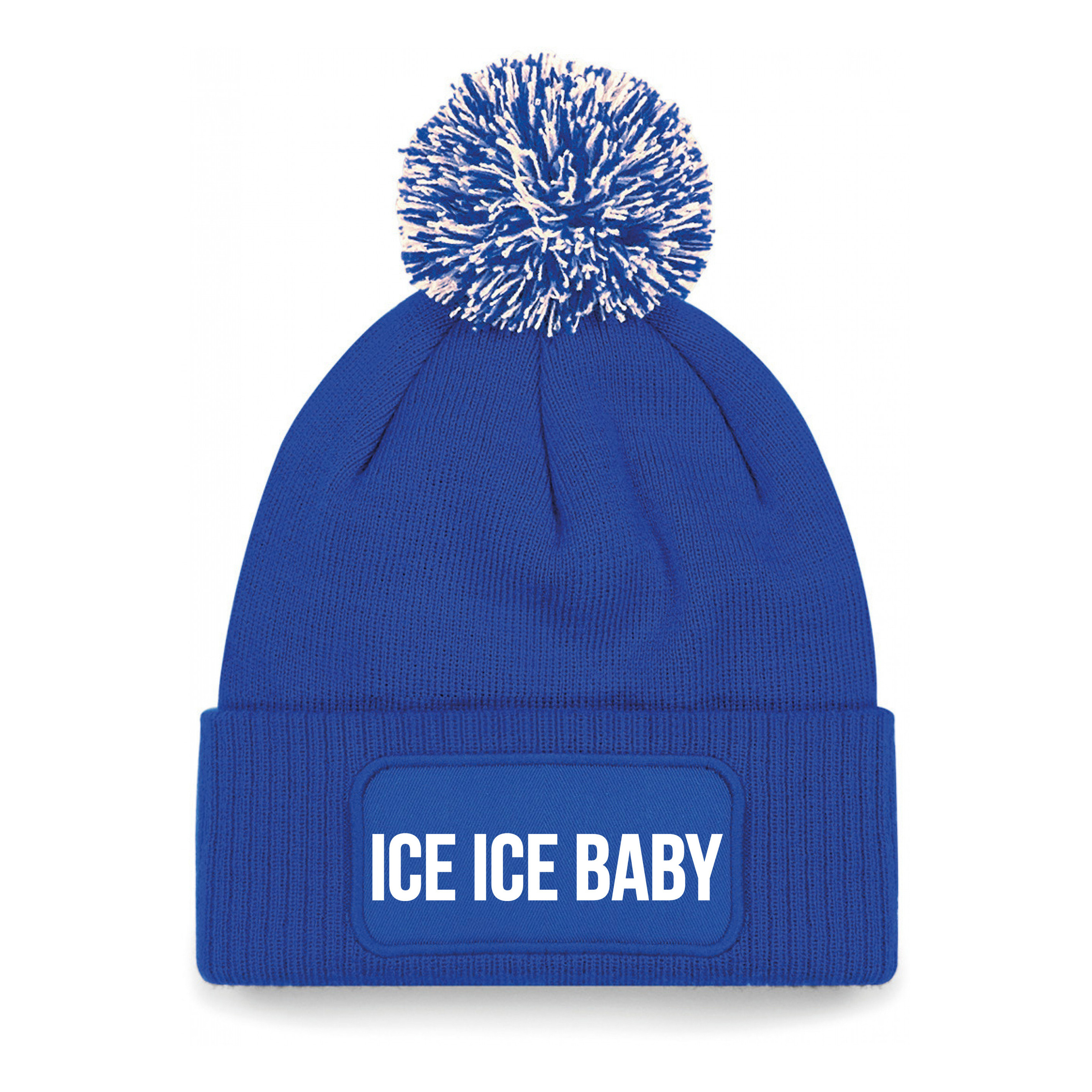 Ice ice baby muts met pompon unisex one size - blauw One size -