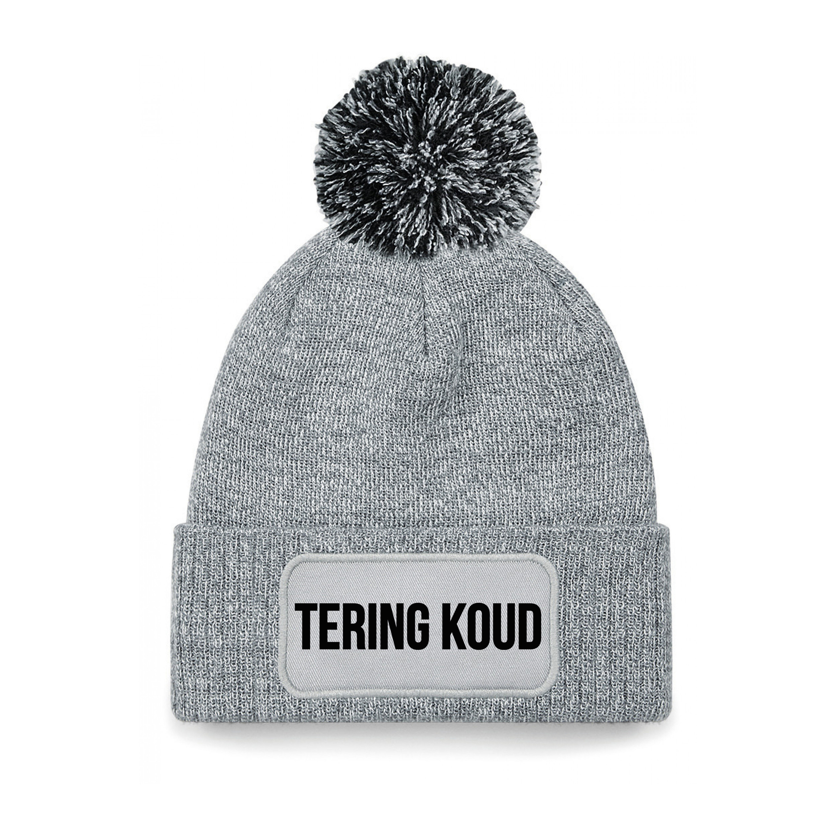 Tering koud muts met pompon unisex - one size - grijs - apres-ski muts One size -