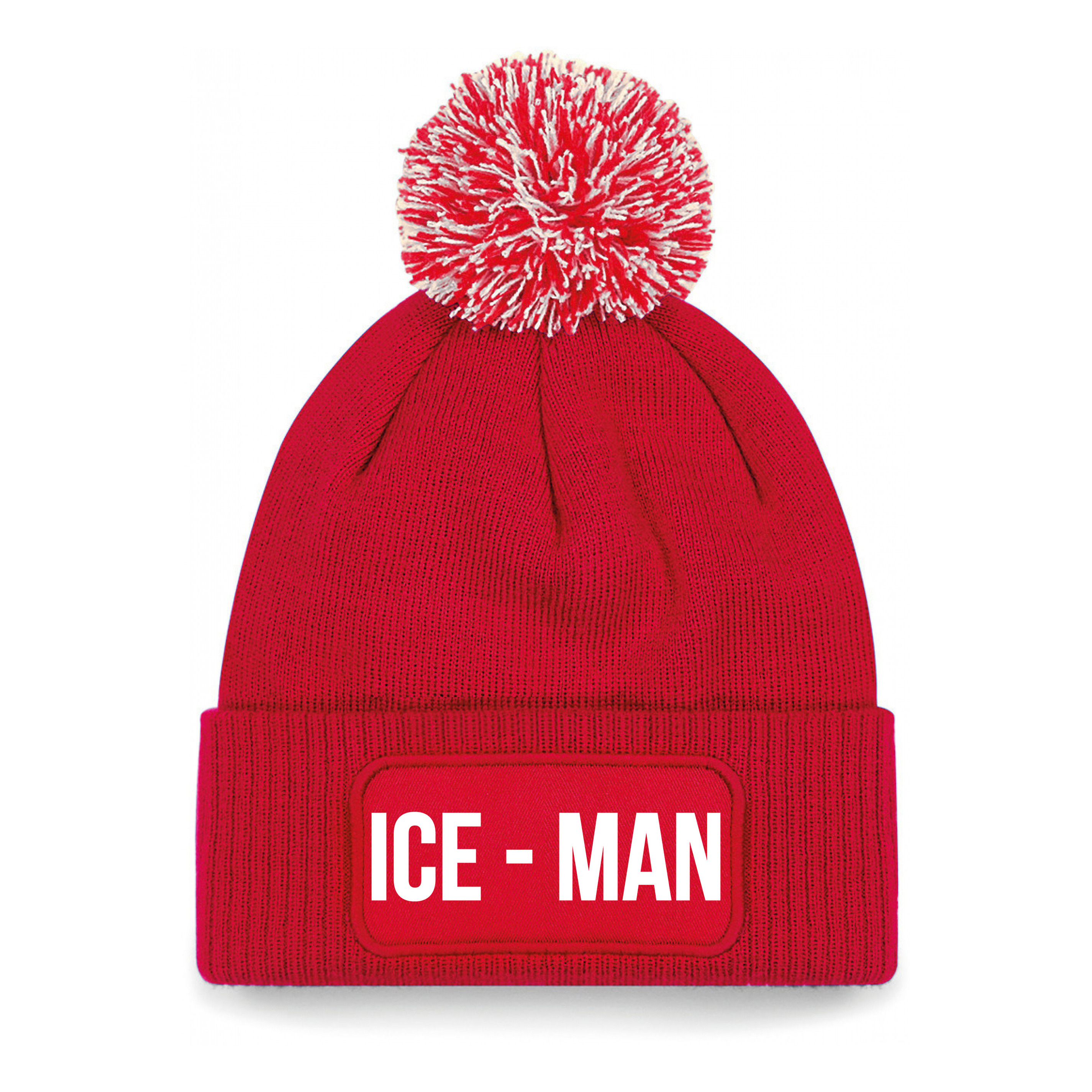 Ice-man muts met pompon - unisex - one size - rood - apres-ski muts One size -