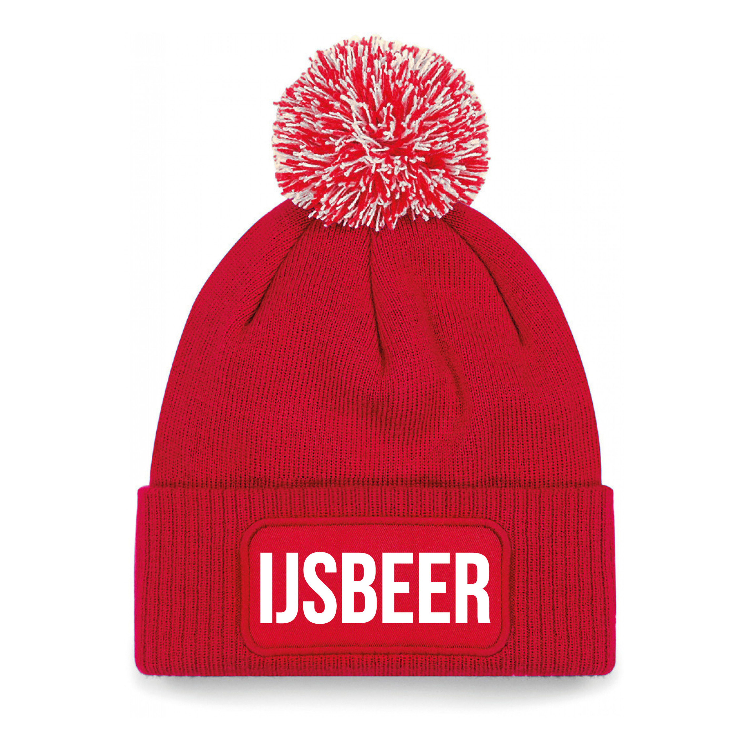 IJsbeer muts met pompon unisex one size - Rood One size -