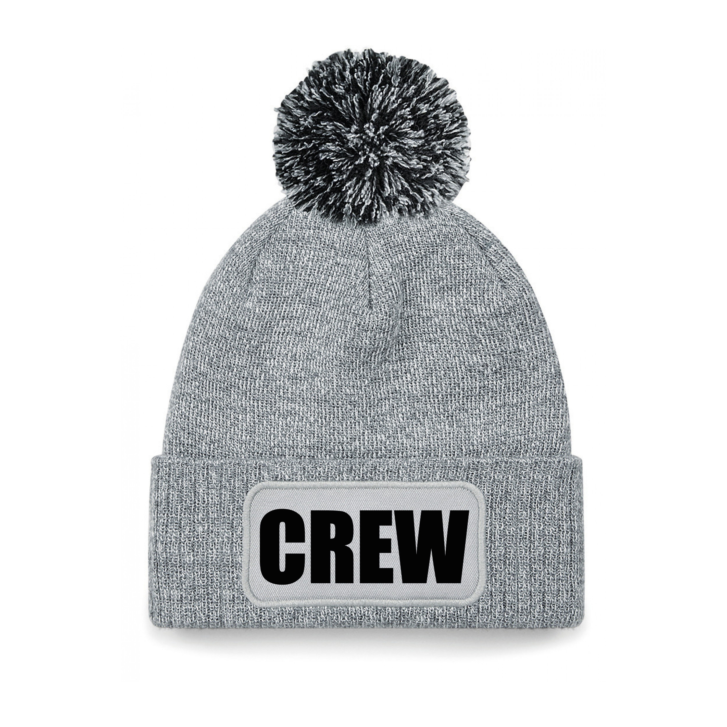 Crew muts/beanie met pompon - onesize - unisex - grijs One size -