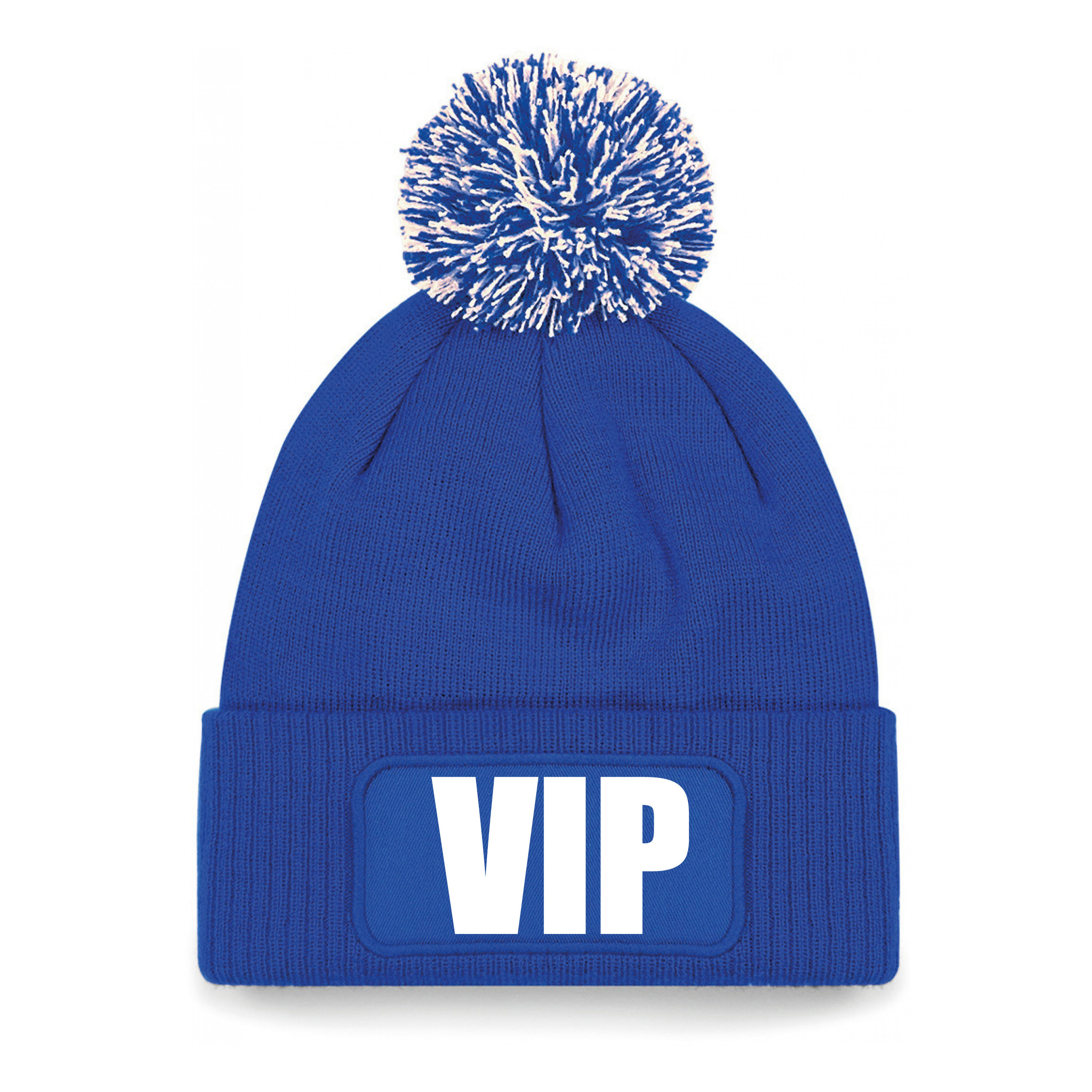 VIP muts/beanie met pompon - onesize - unisex - blauw One size -
