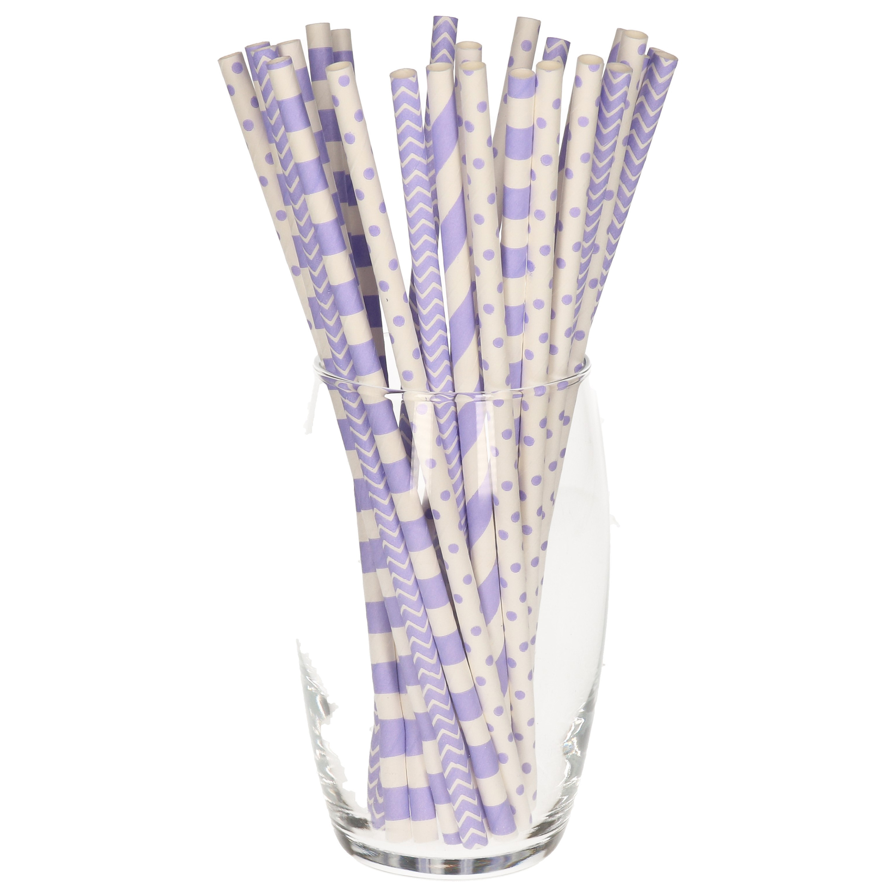 100 stuks drinkrietjes van papier - lila / paars - 20 cm -