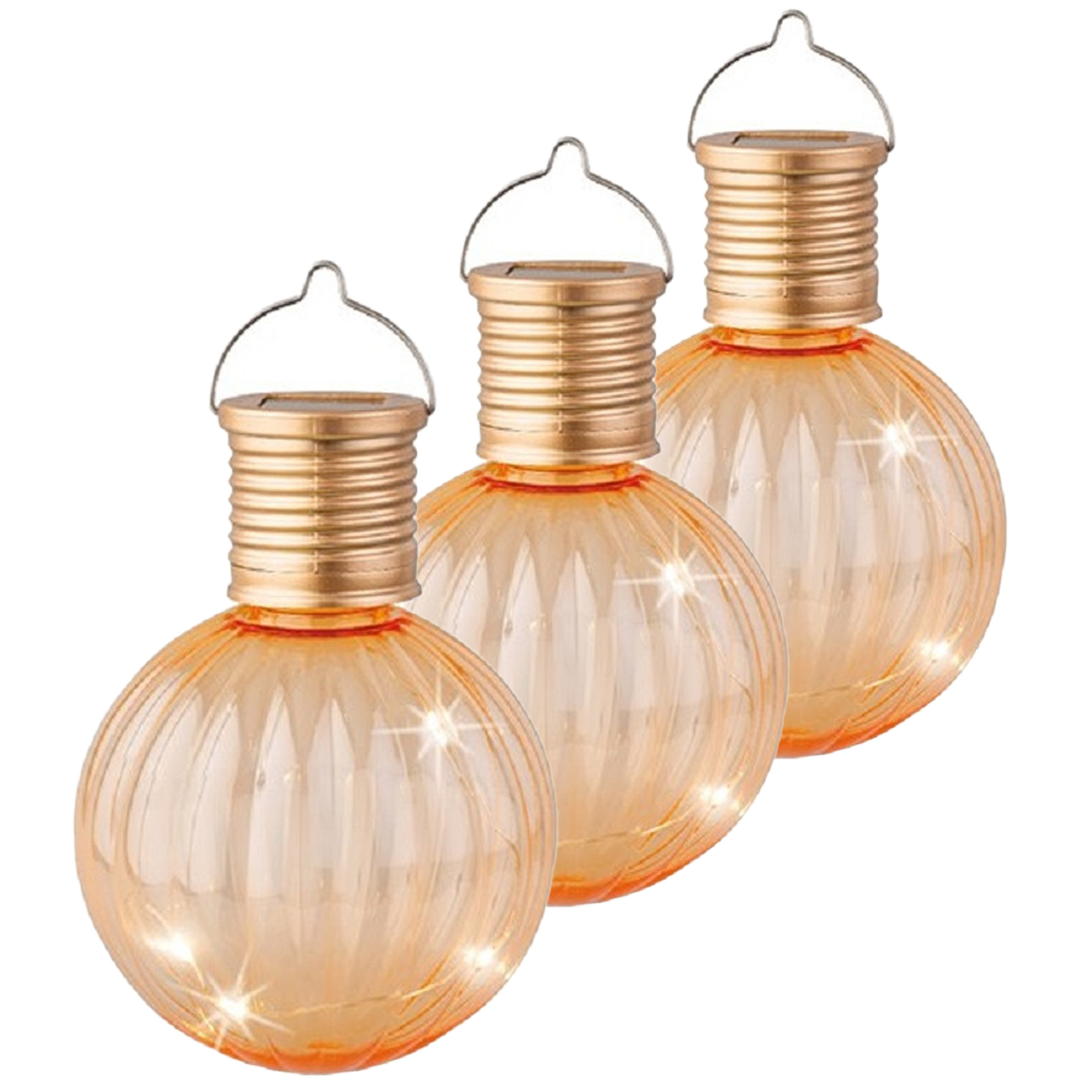 Lampion solar verlichting - 10x - oranje - 11 cm - LED -
