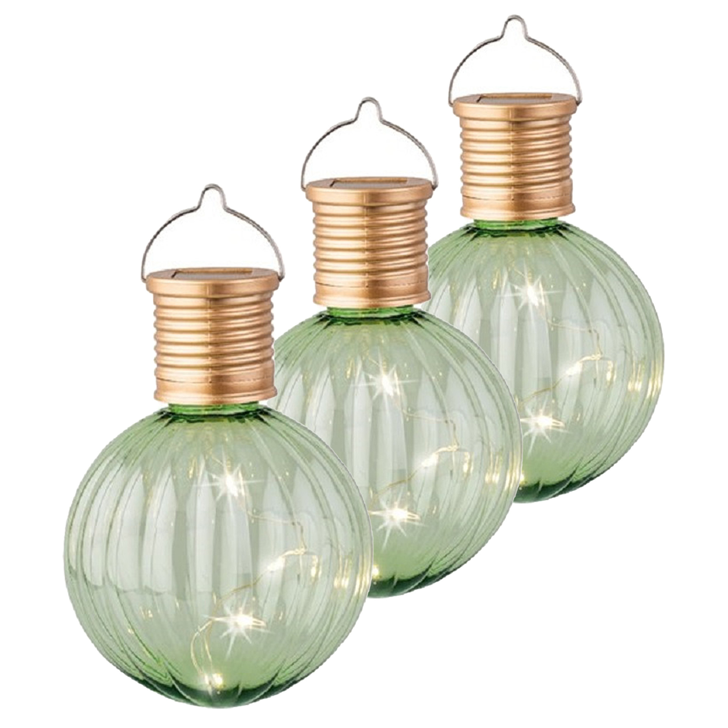 Lampion solar verlichting - 10x - lichtgroen - 11 cm - LED -