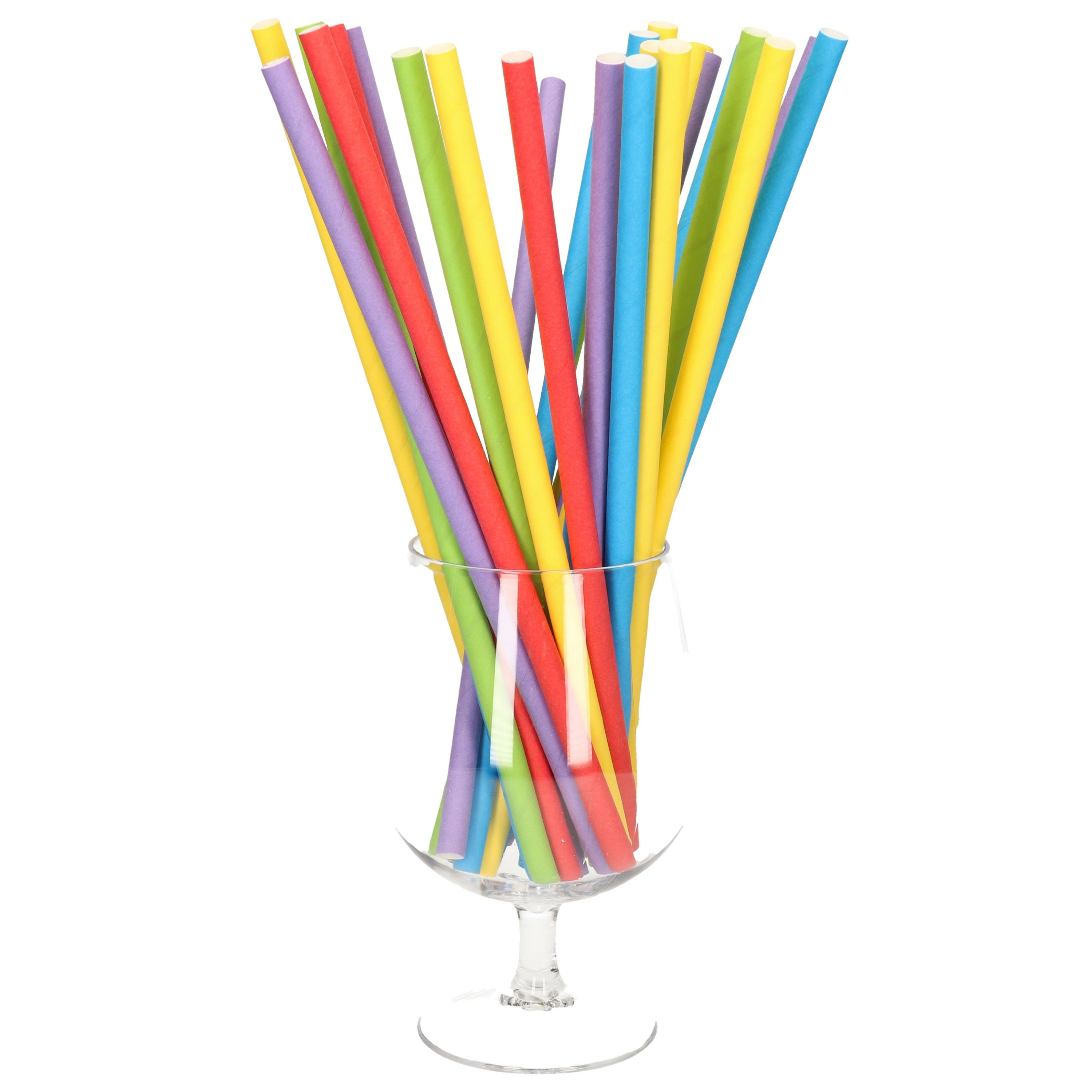 100x Duurzame papieren drinkrietjes gekleurd 25 cm -